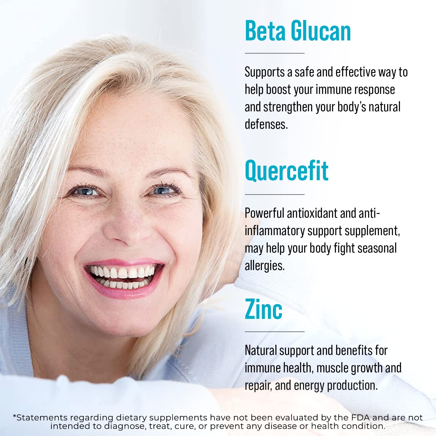 Juvenon AgeRenew Beta Glucan Anti Aging Immunity Support Supplement, Beta Glucan with Zinc Quercetin for Immune Defense Boost - TrustMedUSA