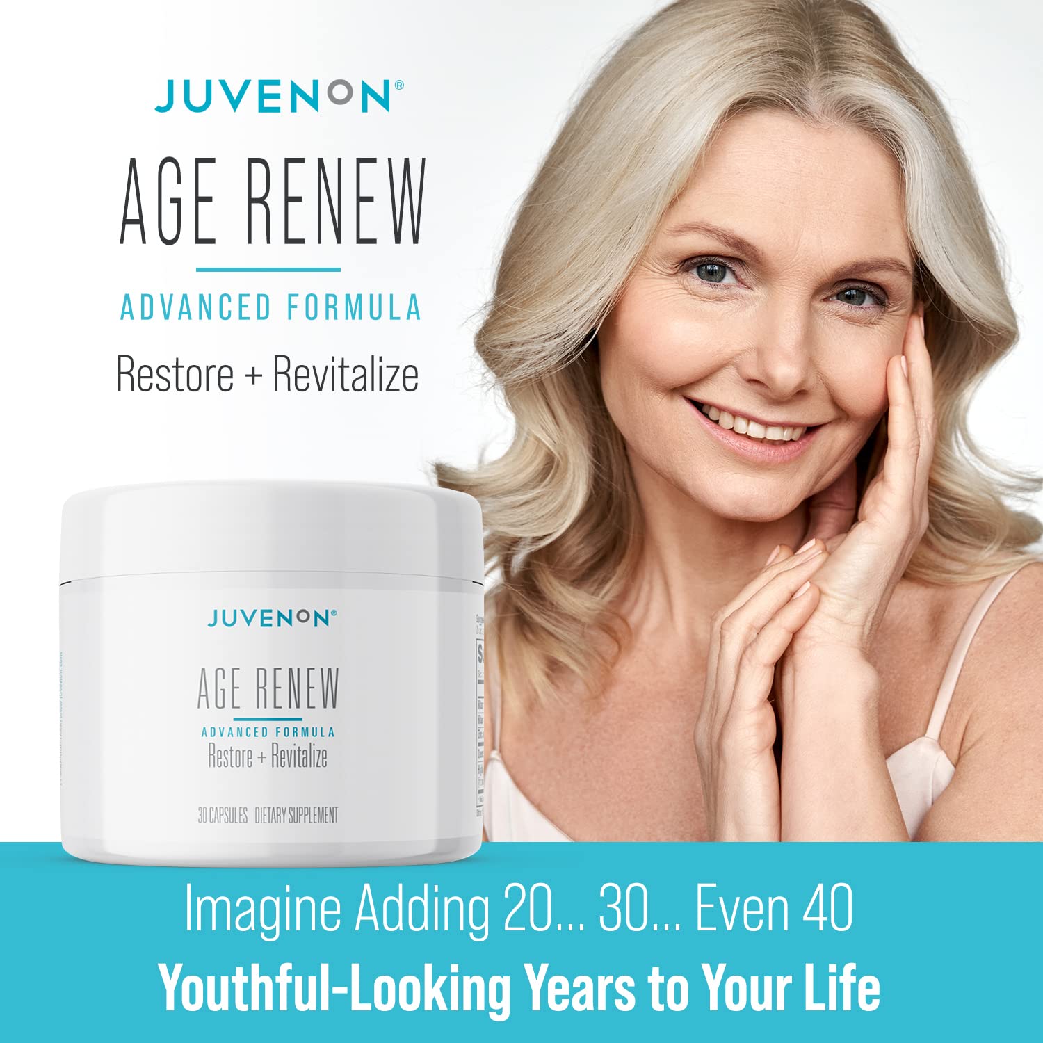 Juvenon AgeRenew Beta Glucan Anti Aging Immunity Support Supplement, Beta Glucan with Zinc Quercetin for Immune Defense Boost - TrustMedUSA