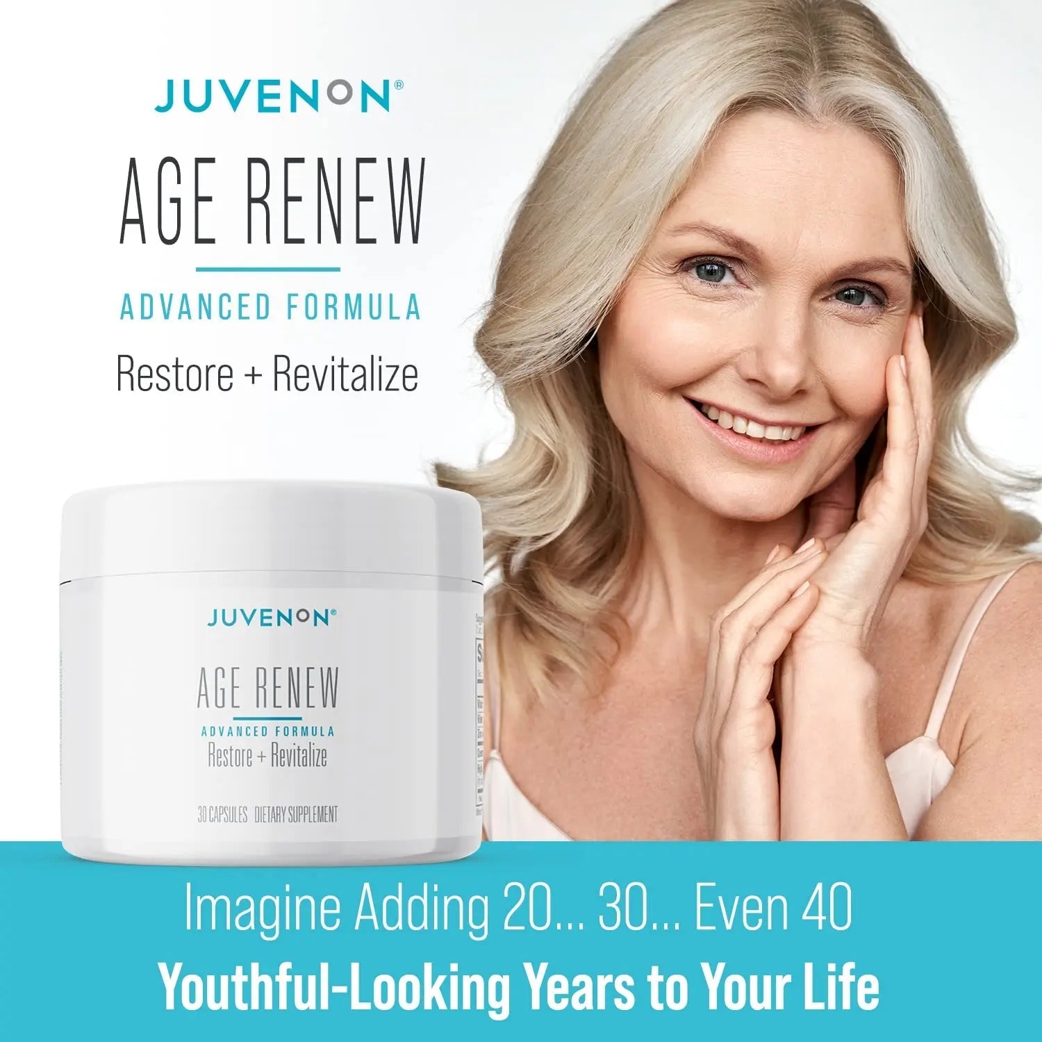 Juvenon AgeRenew Beta Glucan Anti Aging Immunity Support Supplement, Beta Glucan with Zinc Quercetin for Immune Defense Boost - TrustMedUSA