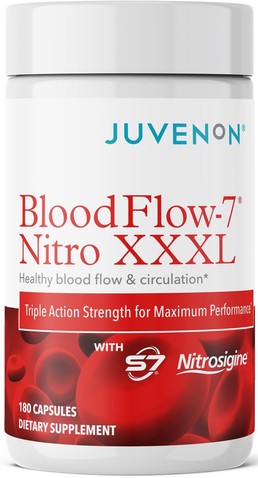 Juvenon BloodFlow-7 XXXL Nitric Oxide Supplements for Men & Women - More Powerful, Longer Lasting Natural Nitric Oxide Booster with Nitrosigine® + S7® - TrustMedUSA