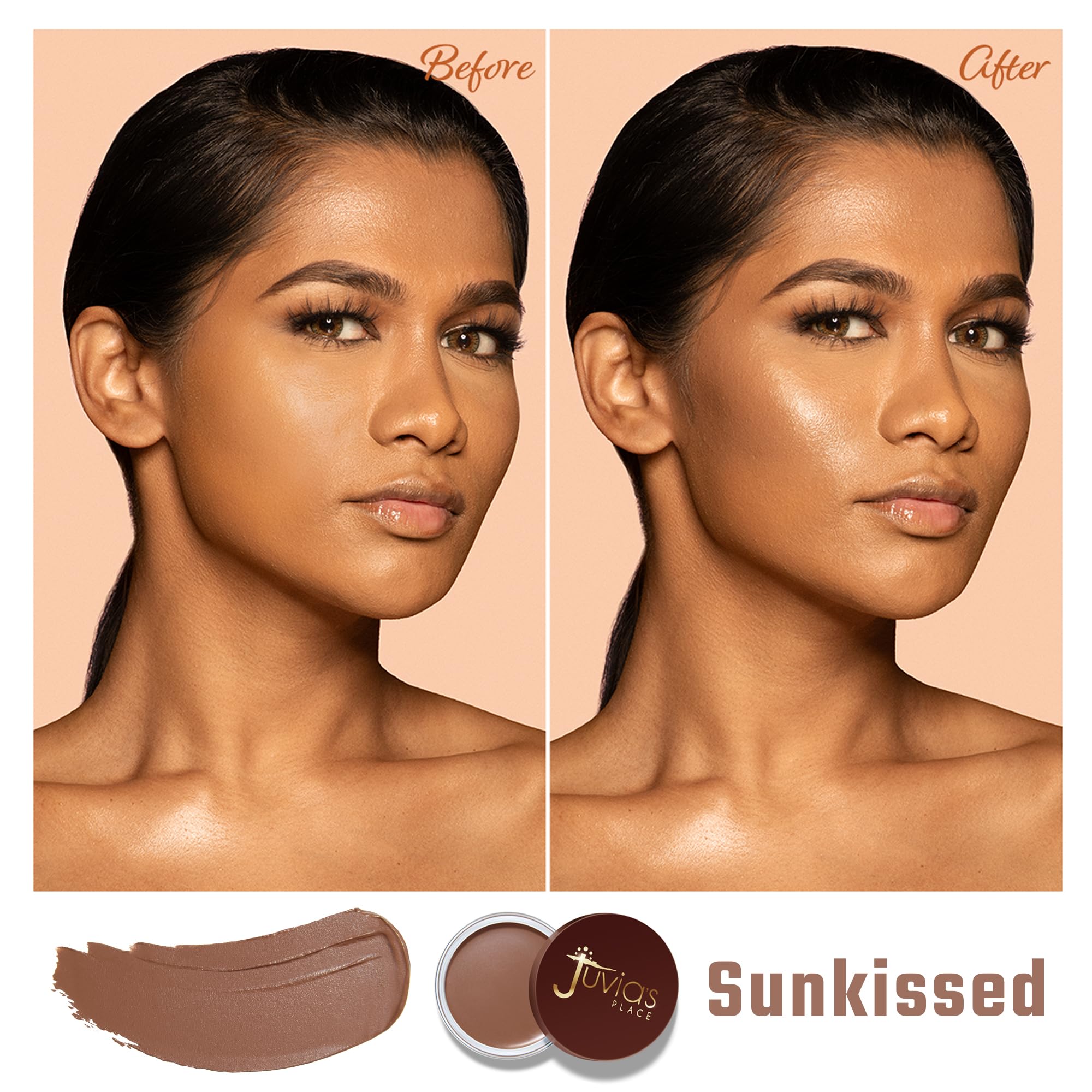 Juvia's Place Bronzed Cream Bronzer - Sunkissed - Smooth Cream Bronzer Pot for Sun-Kissed Glow & Warmth, Buildable & Blendable Makeup Contour with Long-Lasting Matte Shimmer Finish, Highly Pigmented - TrustMedUSA