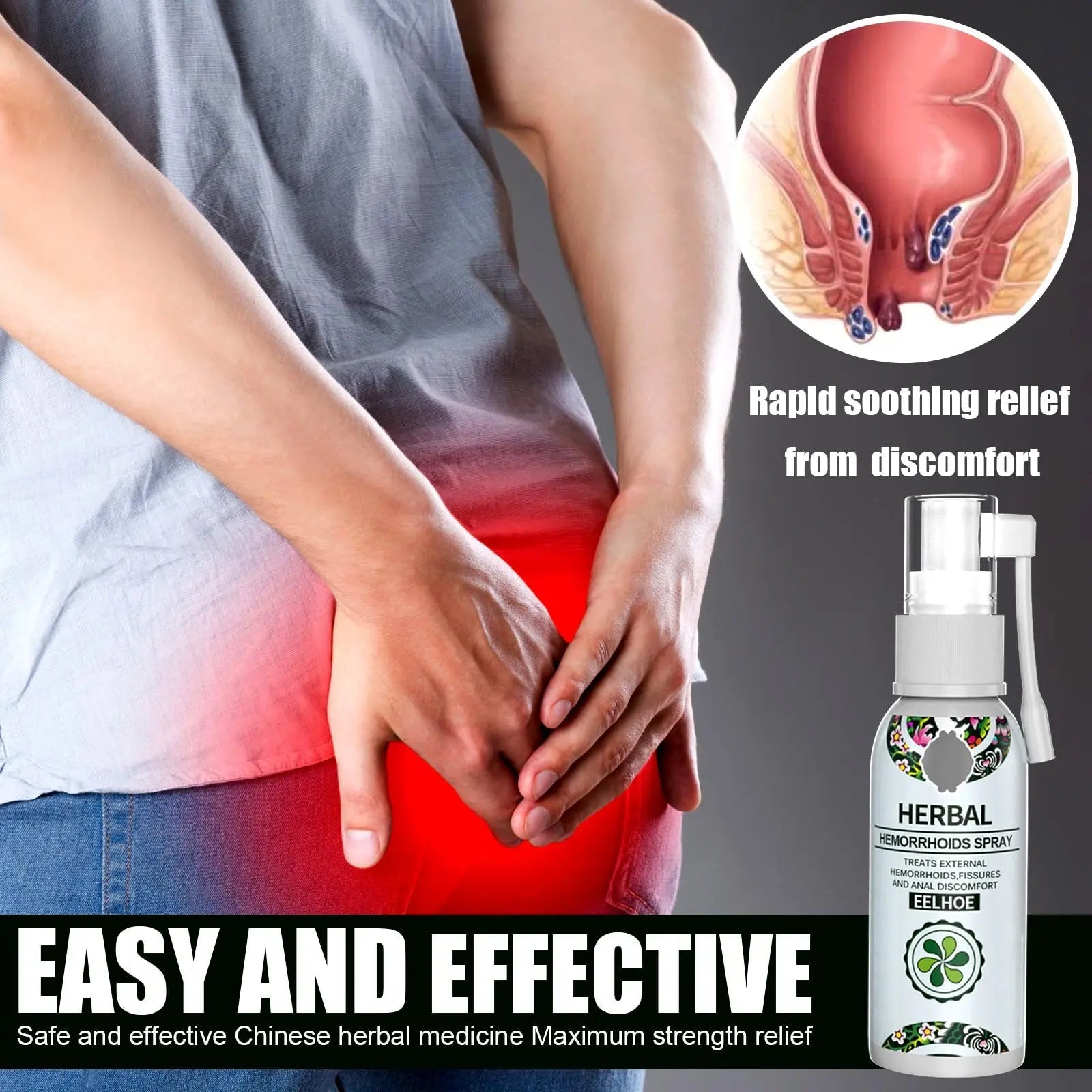 Juztec Hemorrhoid Treatment - Fast Relief with Hemocare Herbal Hemorrhoids Spray & Analese Numb Cream (1 PCS) - TrustMedUSA