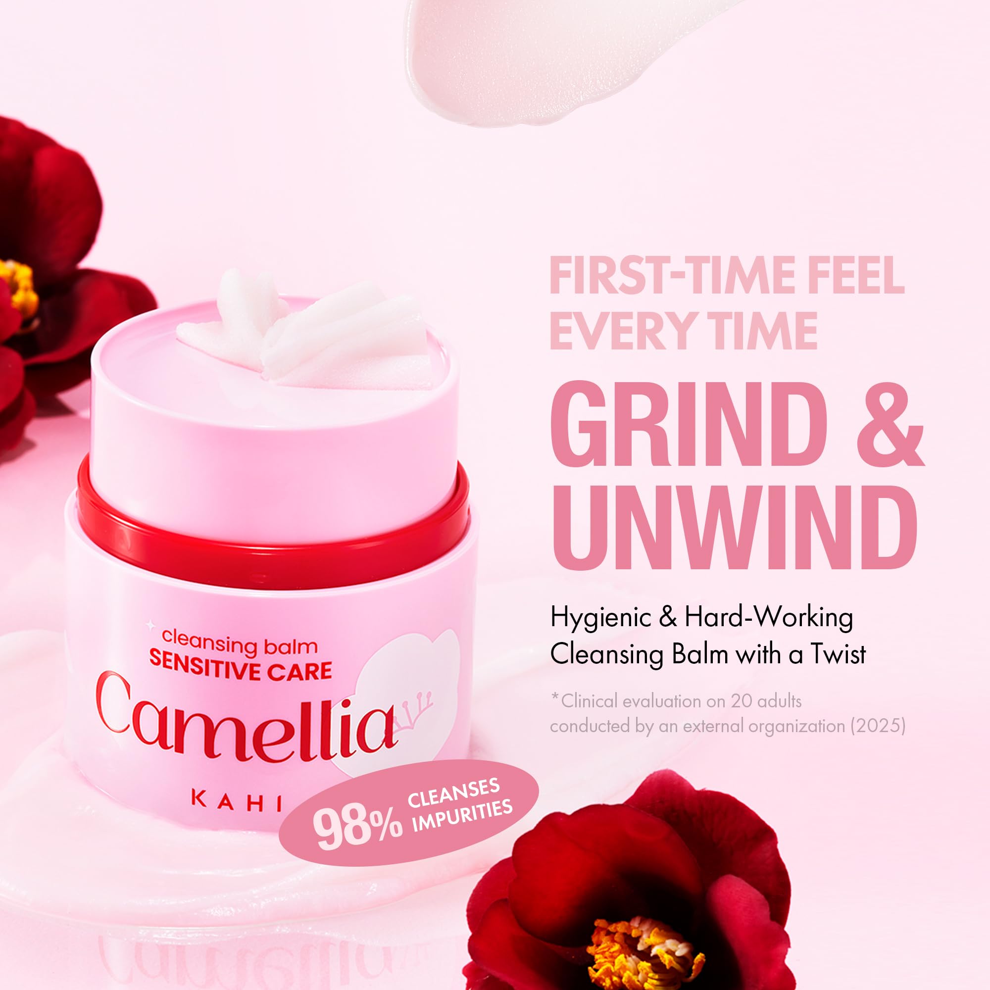 KAHI Cleansing Balm Sensitive Care Camellia - Gentle Makeup Remover Balm with Camellia Seed Oil & Vitamin E - Korean Skincare with Only 10 Ingredients 1.69 oz - TrustMedUSA