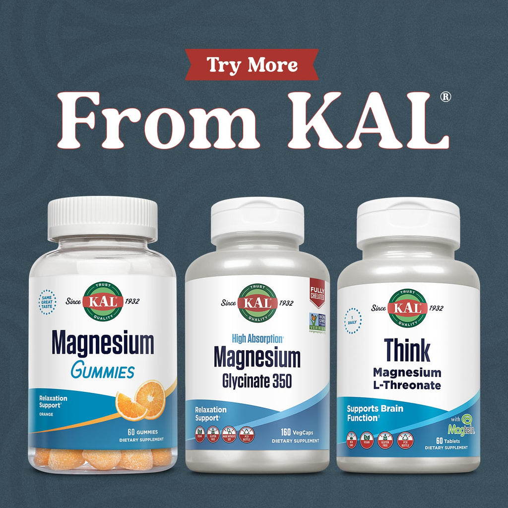 KAL Magnesium Glycinate Capsules, Fully Chelated Magnesium Bisglycinate, High Absorption Magnesium Supplement, Healthy Bones, Muscle, - TrustMedUSA