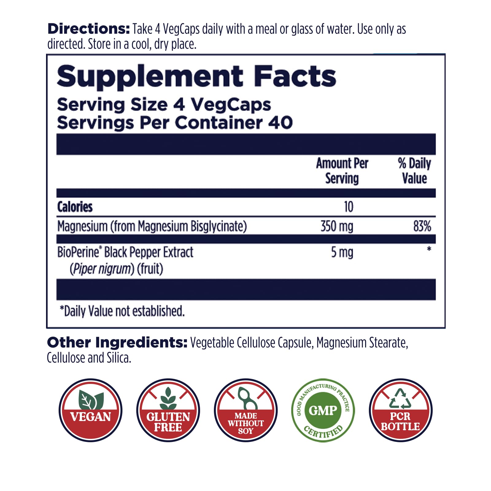 KAL Magnesium Glycinate Capsules, Fully Chelated Magnesium Bisglycinate, High Absorption Magnesium Supplement, Healthy Bones, Muscle, - TrustMedUSA