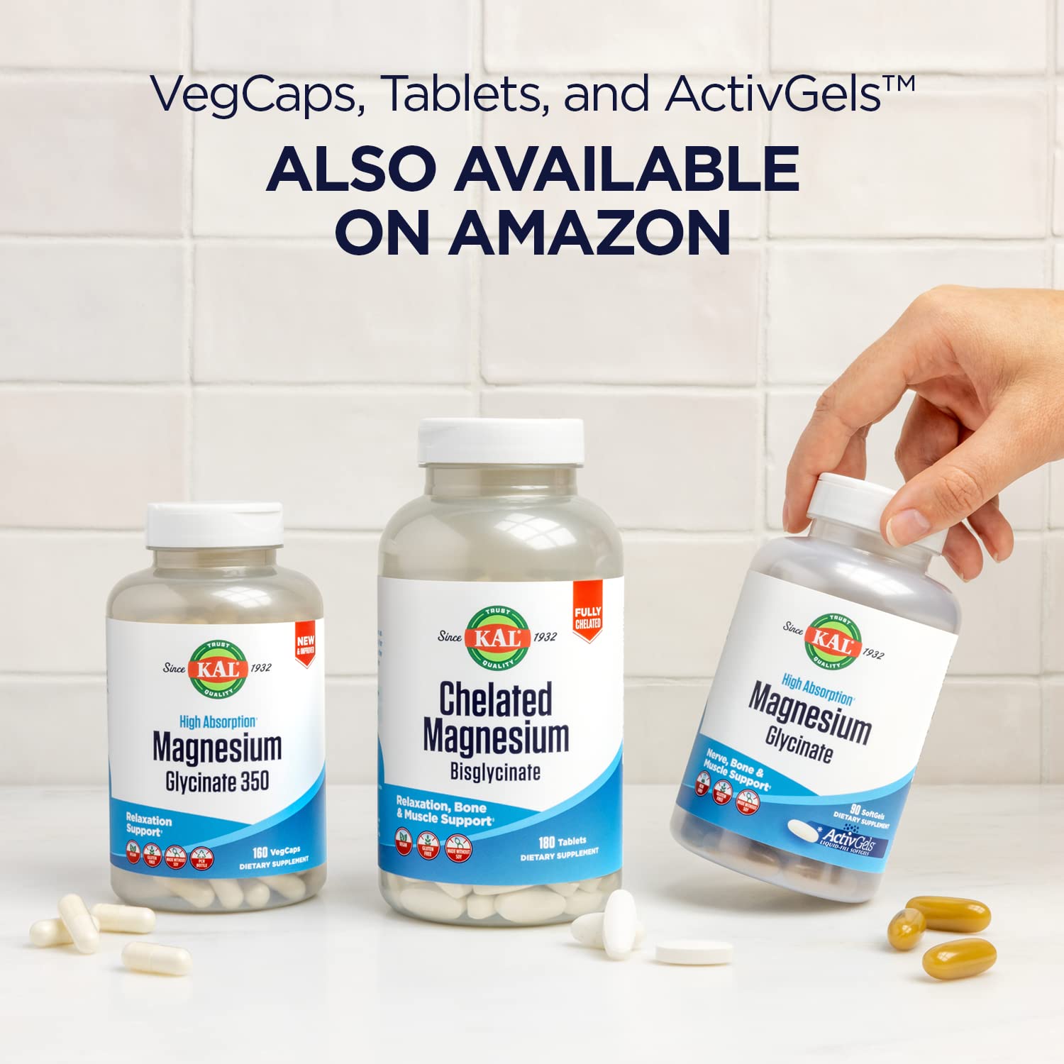 KAL Magnesium Glycinate, New & Improved Fully Chelated High Absorption Formula with BioPerine, Bisglycinate Chelate for Stress, Relaxation - TrustMedUSA