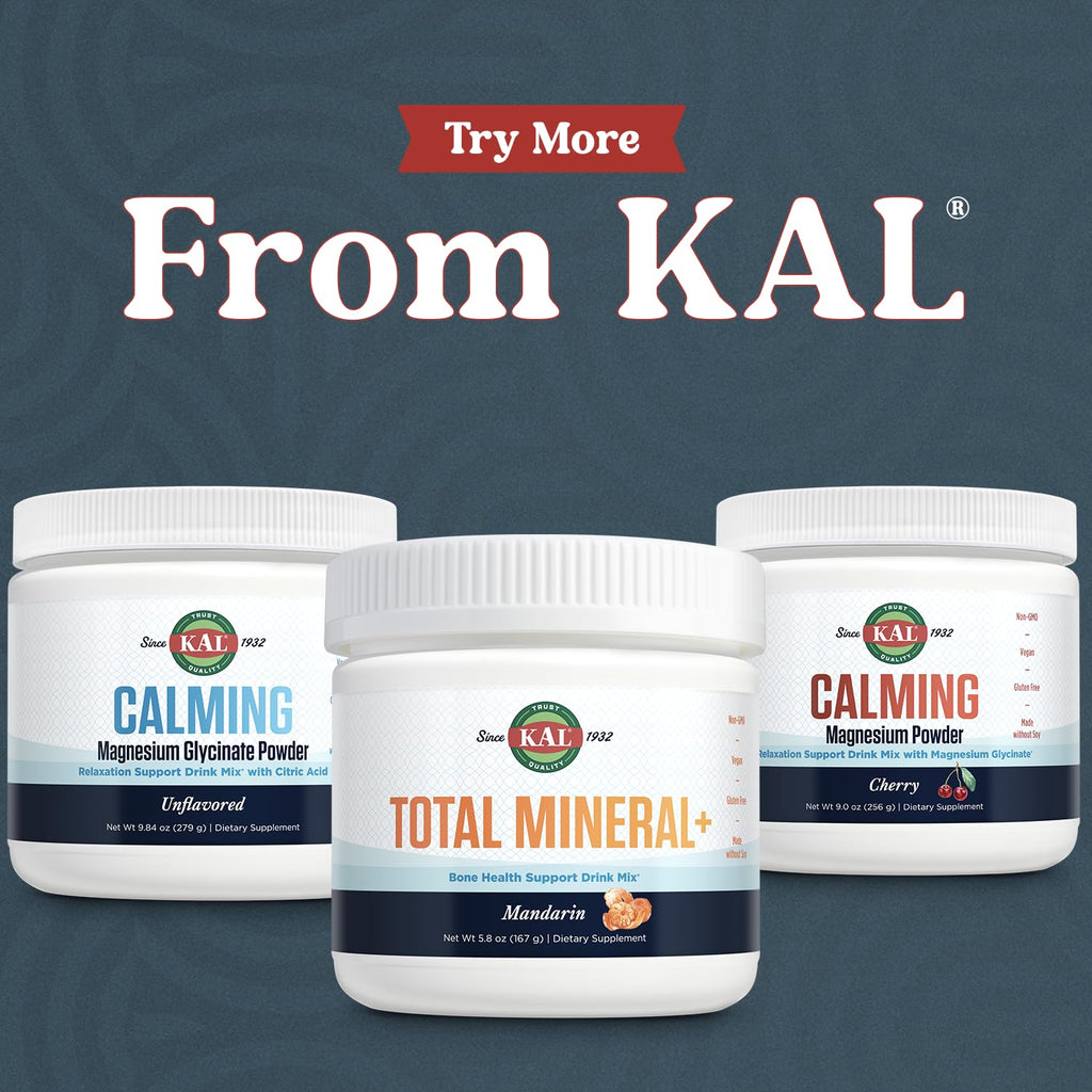 KAL Total Mineral+ Powder - Total Complex - Magnesium Glycinate, Zinc, Calcium and More - Bone Health & Whole Body Support Supplement - Vegan, Non-GMO, Gluten-Free 60-Day Guarantee - 30 Servings - TrustMedUSA