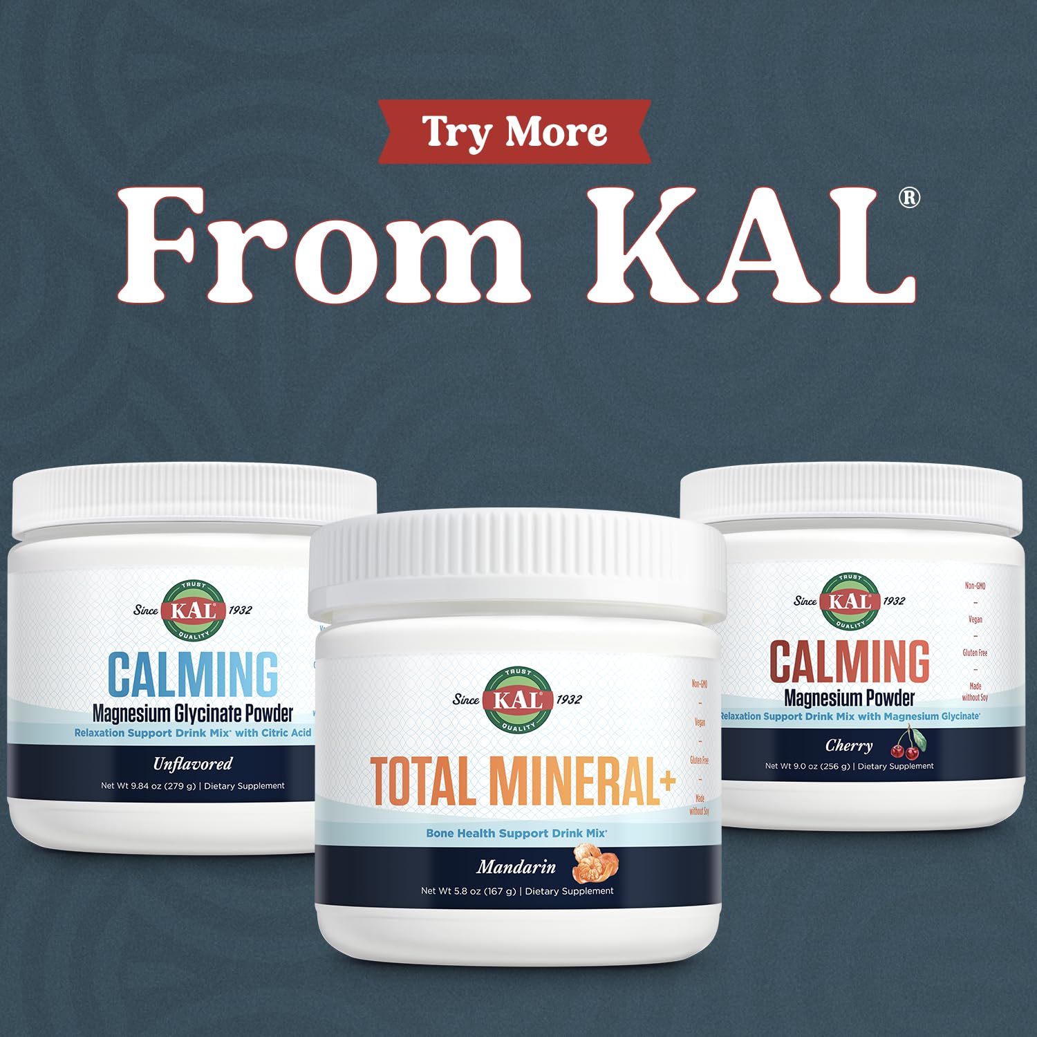 KAL Total Mineral+ Powder - Total Complex - Magnesium Glycinate, Zinc, Calcium and More - Bone Health & Whole Body Support Supplement - Vegan, Non-GMO, Gluten-Free 60-Day Guarantee - 30 Servings - TrustMedUSA