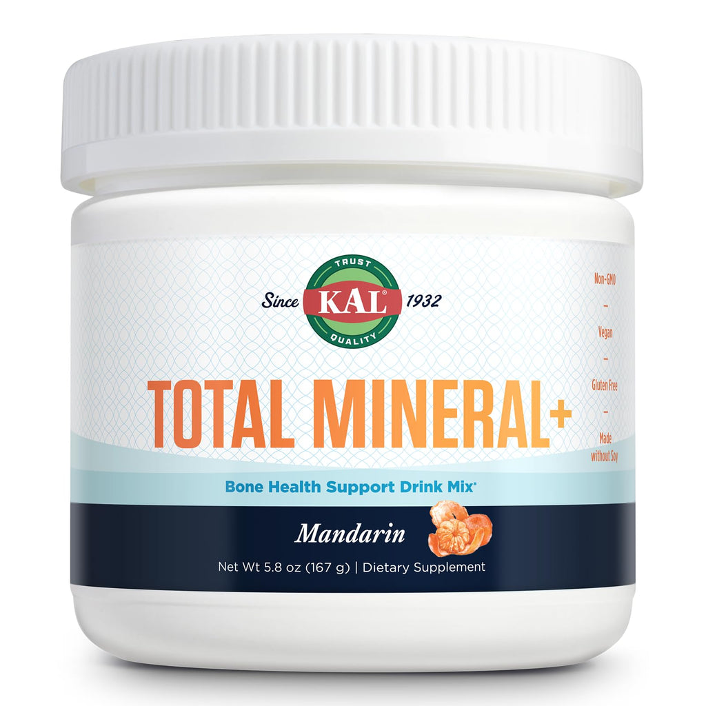 KAL Total Mineral+ Powder - Total Complex - Magnesium Glycinate, Zinc, Calcium and More - Bone Health & Whole Body Support Supplement - Vegan, Non-GMO, Gluten-Free 60-Day Guarantee - 30 Servings - TrustMedUSA