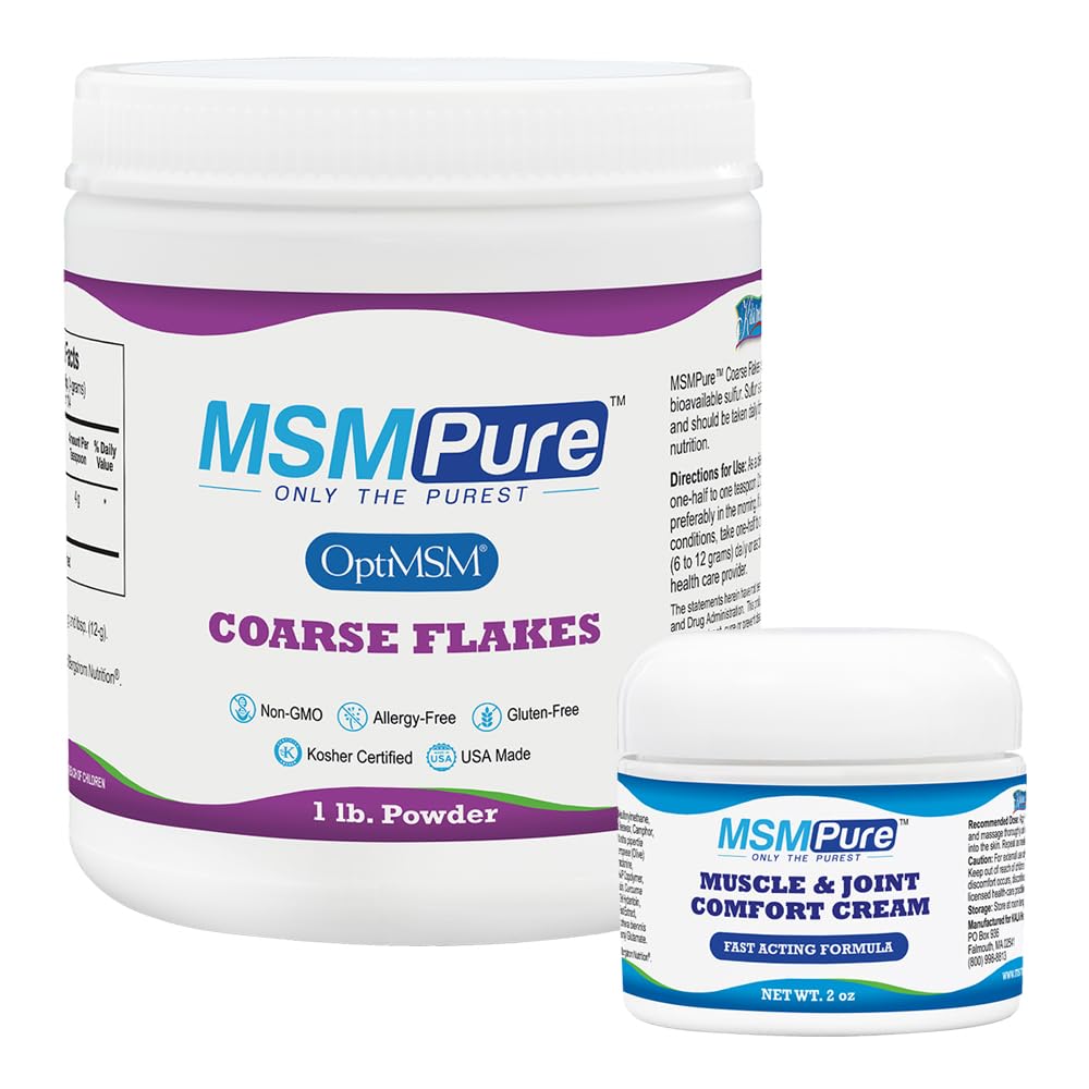KALA HEALTH MSMPure Coarse Flakes 1lb and Muscle & Joint Cream 2oz Bundle - TrustMedUSA