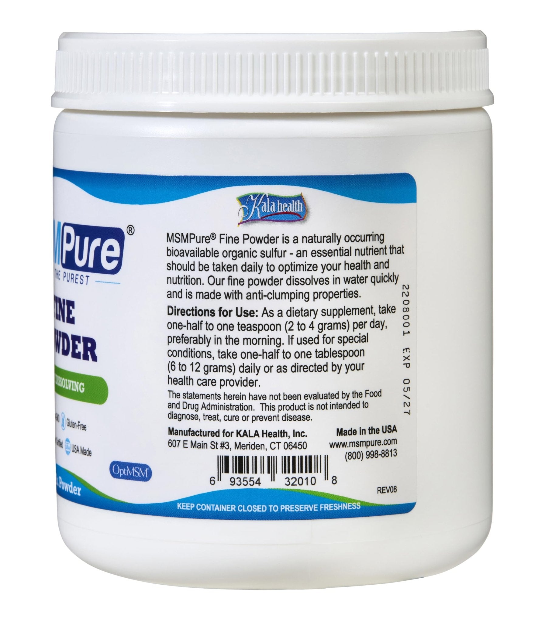 KALA HEALTH MSMPure Fine Powder 1lb and Muscle & Joint Cream 2oz Bundle - TrustMedUSA