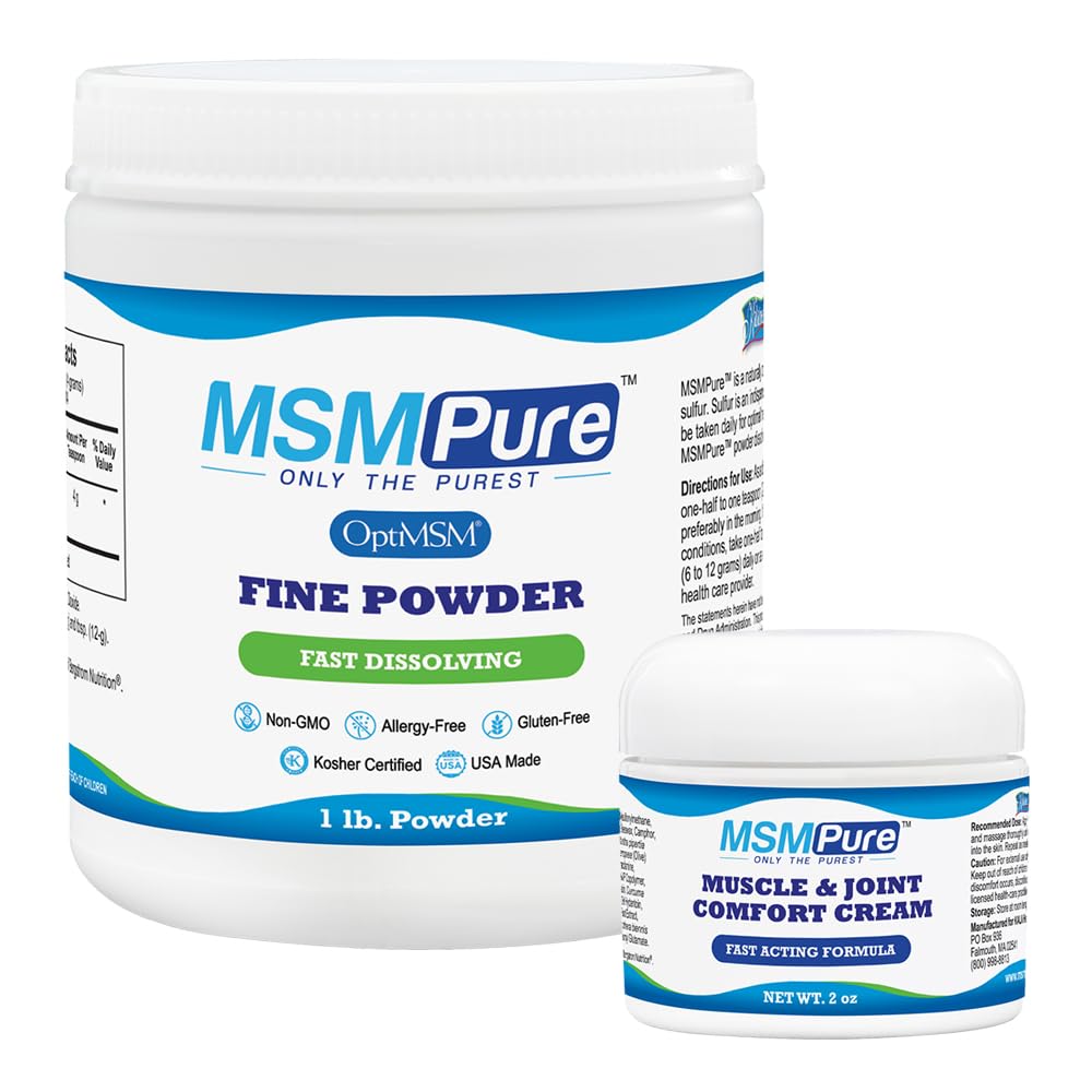 KALA HEALTH MSMPure Fine Powder 1lb and Muscle & Joint Cream 2oz Bundle - TrustMedUSA