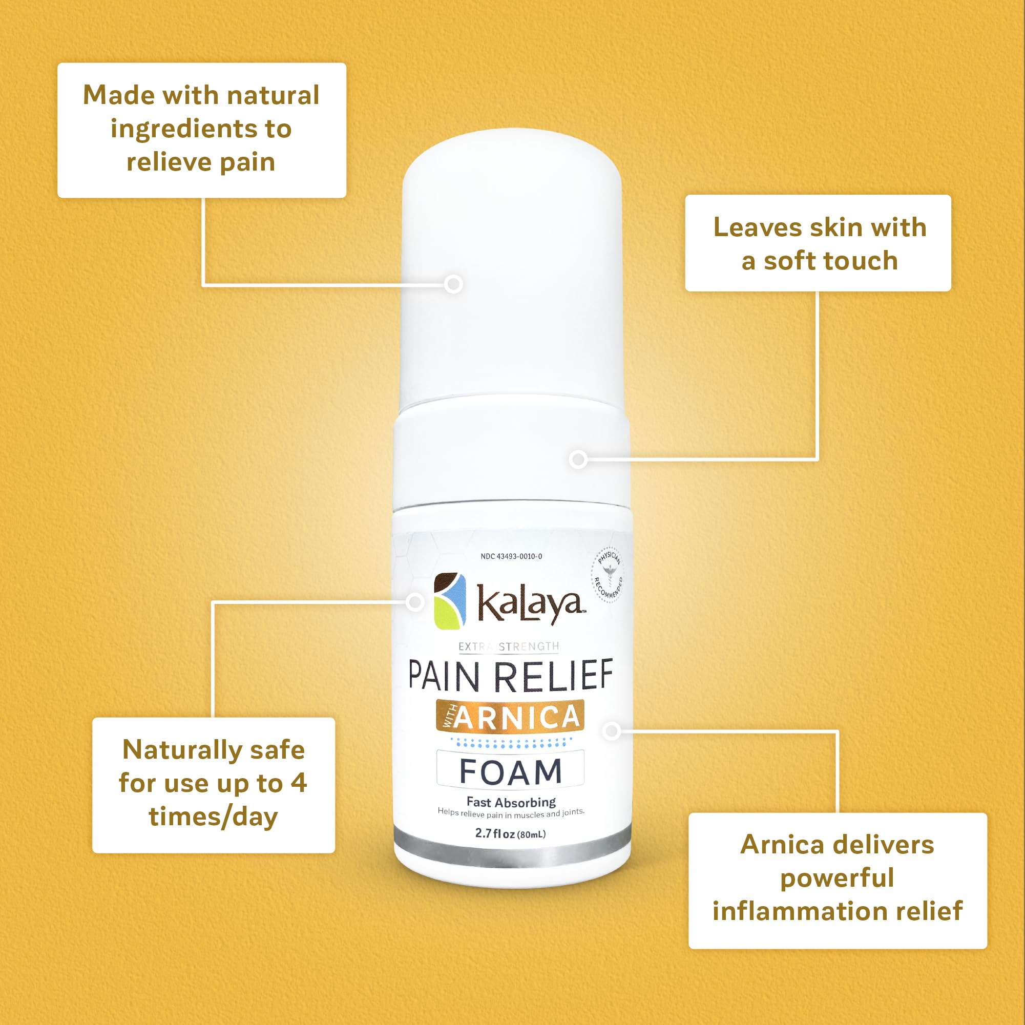Kalaya Naturals Extra Strength Pain Relief Foam with Arnica - Supports Pain Relief in Muscle & Joints (2.7 Ounces) - TrustMedUSA