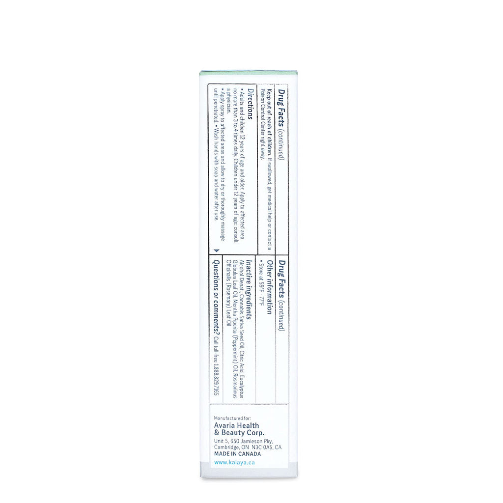 Kalaya Pain Relief Spray - Fast-Acting, Quick-Drying Muscle Rub for Joint Pain Relief and Muscle Pain - with Eucalyptus, Menthol, Methyl Salicylate, Camphor - Ideal for Easing Back Pain - 2 oz - TrustMedUSA