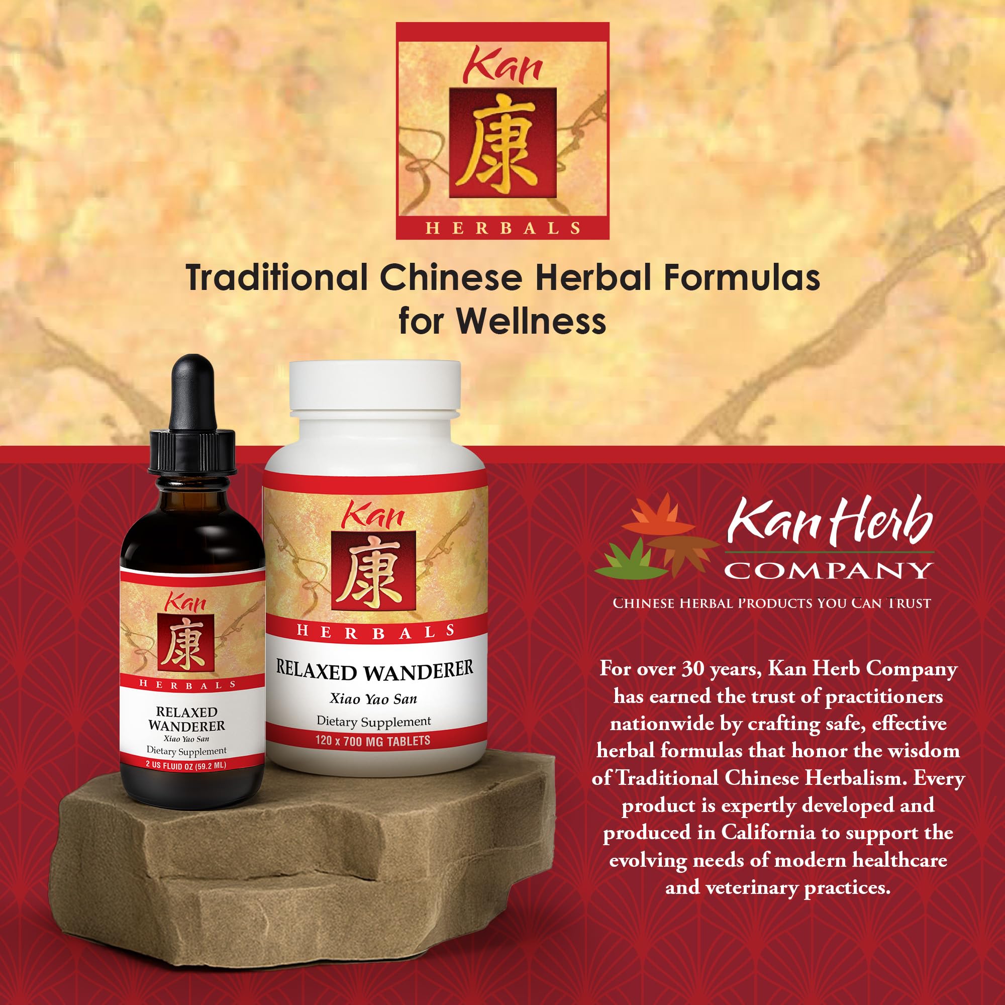Kan Herbs Company Relaxed Wanderer – Traditional Chinese Herbal Formula to Support Mood, Digestion, and Menstrual Balance, Nourishes Blood, Eases Occasional Tension and Fatigue, 120 Tablets - TrustMedUSA