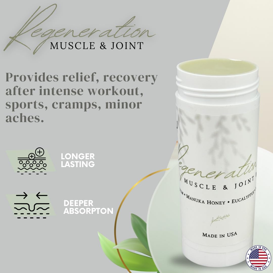 KANU Regeneration Muscle and Joint Soothing Balm Proprietary Blend of Magnesium, Manuka Honey, Eucalyptus & Menthol - Maximum Strength Formula for Aches- All Natural Ingredients-Made in The USA - TrustMedUSA