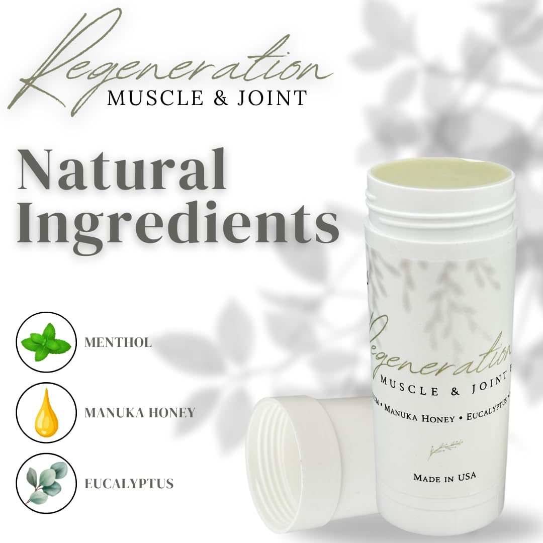 KANU Regeneration Muscle and Joint Soothing Balm Proprietary Blend of Magnesium, Manuka Honey, Eucalyptus & Menthol - Maximum Strength Formula for Aches- All Natural Ingredients-Made in The USA - TrustMedUSA