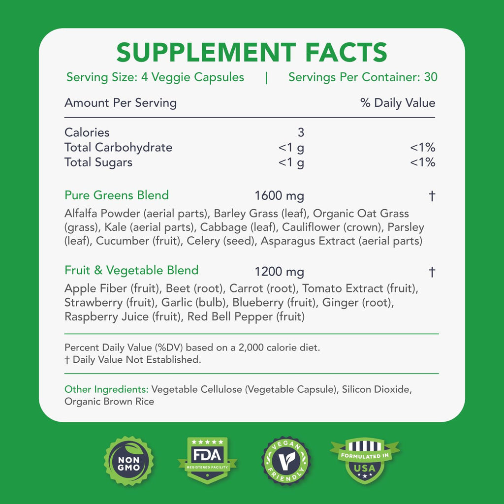 KaraMD Pure Nature | Greens, Fruit and Veggies Supplement | Vitamins, Fiber & Antioxidants | 20 Fruits and Vegetables Supplements for Energy & Digestion | Gluten Free & Vegan Friendly (30 Servings) - TrustMedUSA