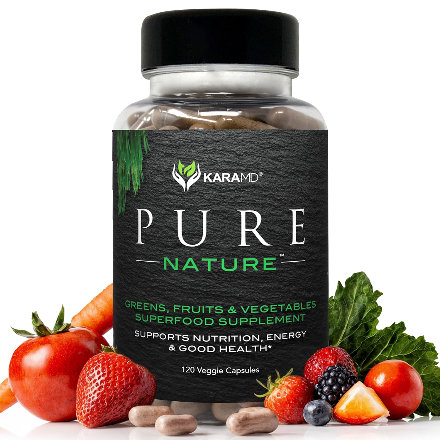 KaraMD Pure Nature | Greens, Fruit and Veggies Supplement | Vitamins, Fiber & Antioxidants | 20 Fruits and Vegetables Supplements for Energy & Digestion | Gluten Free & Vegan Friendly (30 Servings) - TrustMedUSA