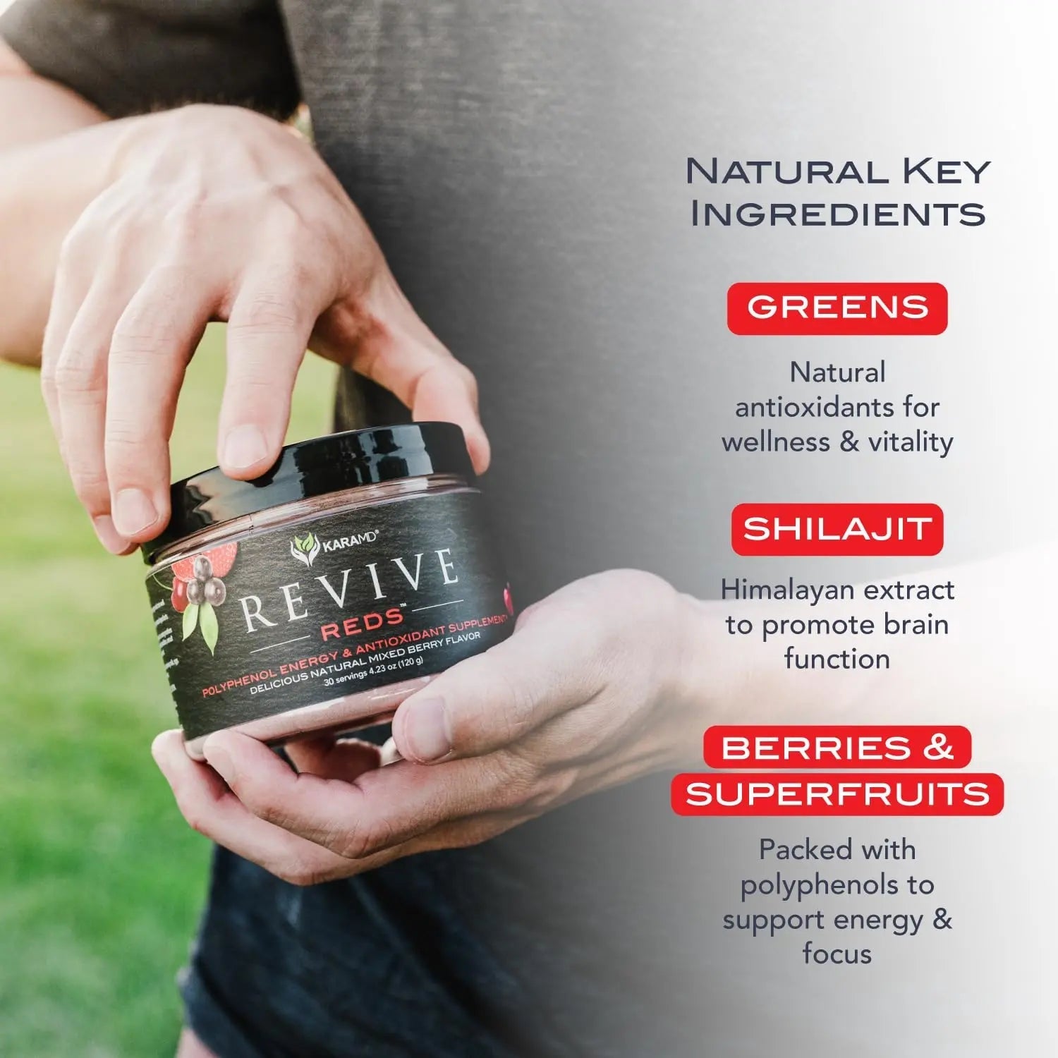 KaraMD Pure Nature Greens Whole Food Supplement & Revive Reds Polyphenol Energy Booster | Antioxidants, Shilajit & Enzymes | Vegan Friendly, Gluten Free, Non-GMO (30 Servings) - TrustMedUSA
