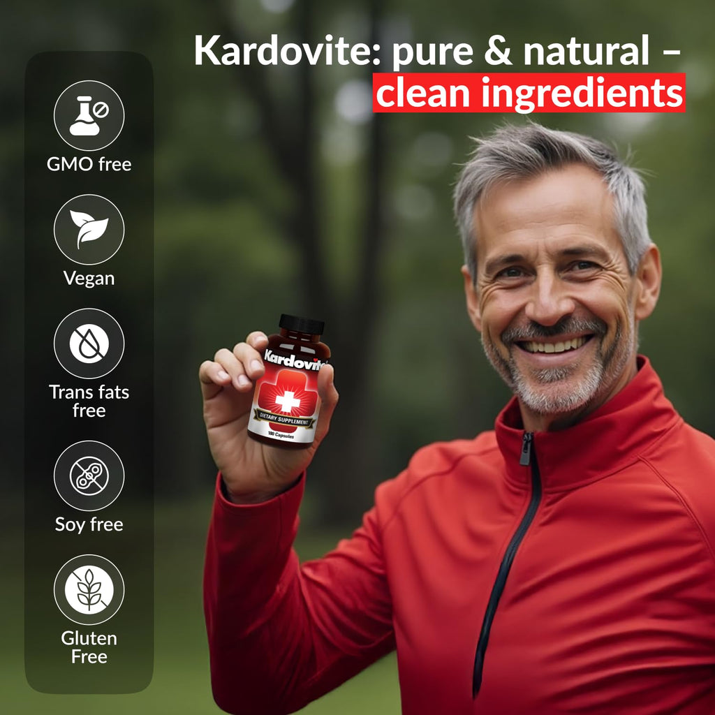 Kardovite Herbal Circulation Support Capsules 180s | Supports Circulatory Wellness with Hawthorn, Garlic, Ginkgo, Cayenne, Milk Thistle, Bilberry & Valerian | Supports Vitality & Daily Wellness - TrustMedUSA