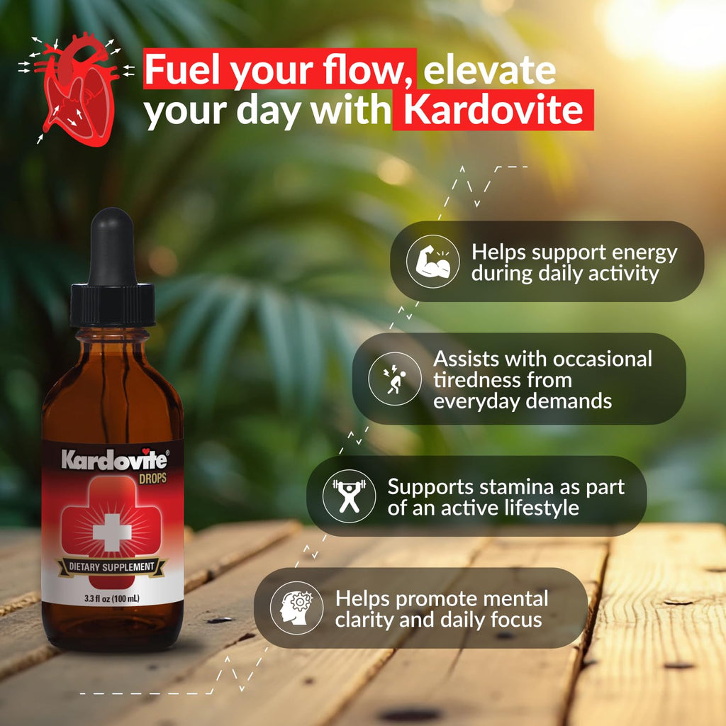 Kardovite Herbal Circulation Support Drops 100ml | Supports Circulatory Wellness with Hawthorn, Garlic, Ginkgo, Cayenne, Milk Thistle, Bilberry & Valerian | Supports Vitality & Daily Wellness - TrustMedUSA