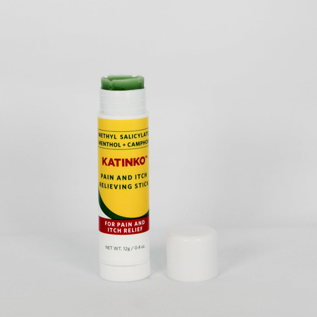 Katinko Pain and Itch Relieving Stick 12g - Effective for Muscle Strain, Neck Stiffness, Rheumatism, and Bruises (4) - TrustMedUSA