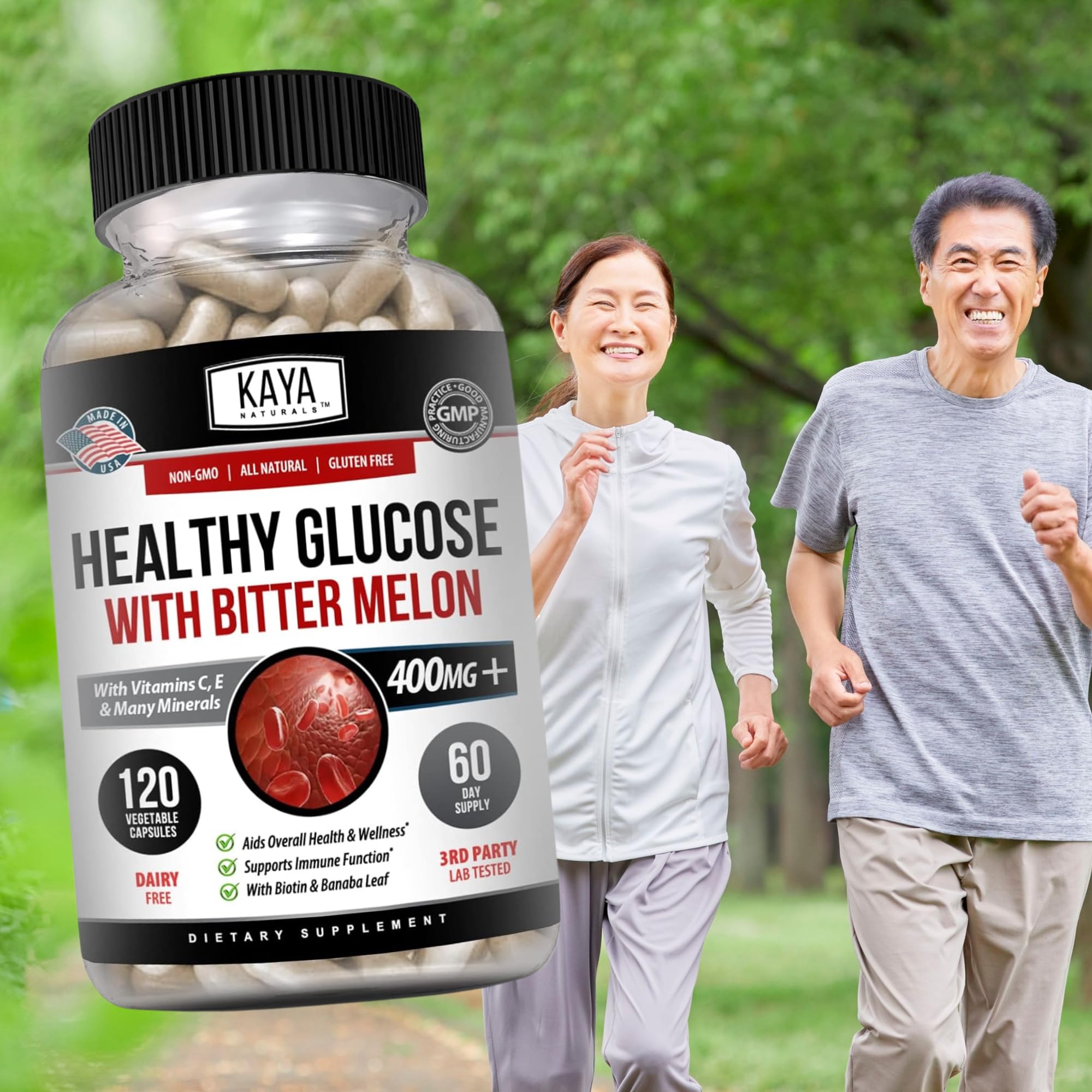 Kaya Naturals Healthy Gluco with Bittermelon Supplement | Support Healthy Levels and Function, 20 Herbs Vitamins and Minerals, Alpha Lipoic Acide, Cinnamon, Vitamin C & E, Non-GMO (120 Count) - TrustMedUSA