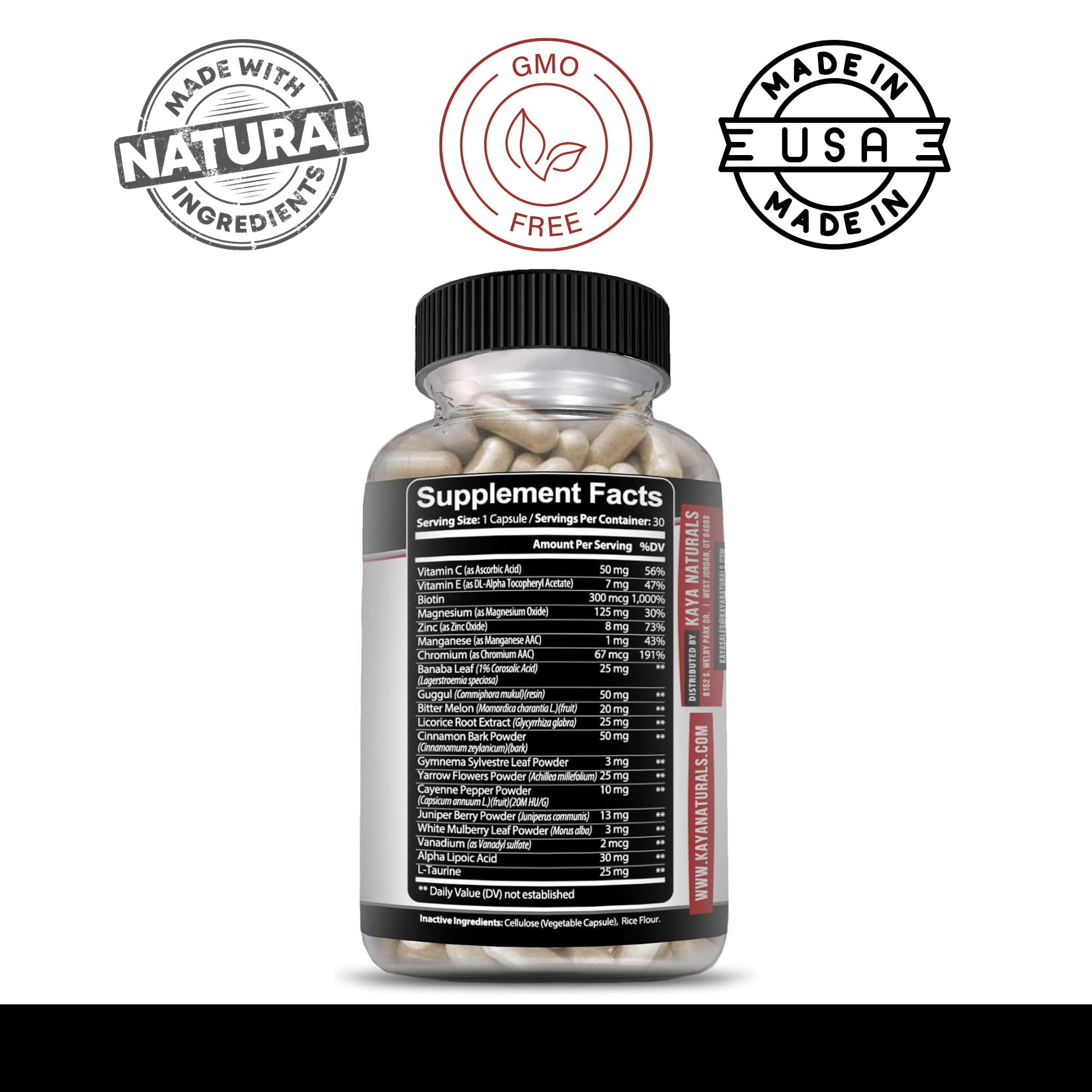 Kaya Naturals Healthy Gluco with Bittermelon Supplement | Support Healthy Levels and Function, 20 Herbs Vitamins and Minerals, Alpha Lipoic Acide, Cinnamon, Vitamin C & E, Non-GMO (30 Count) - TrustMedUSA