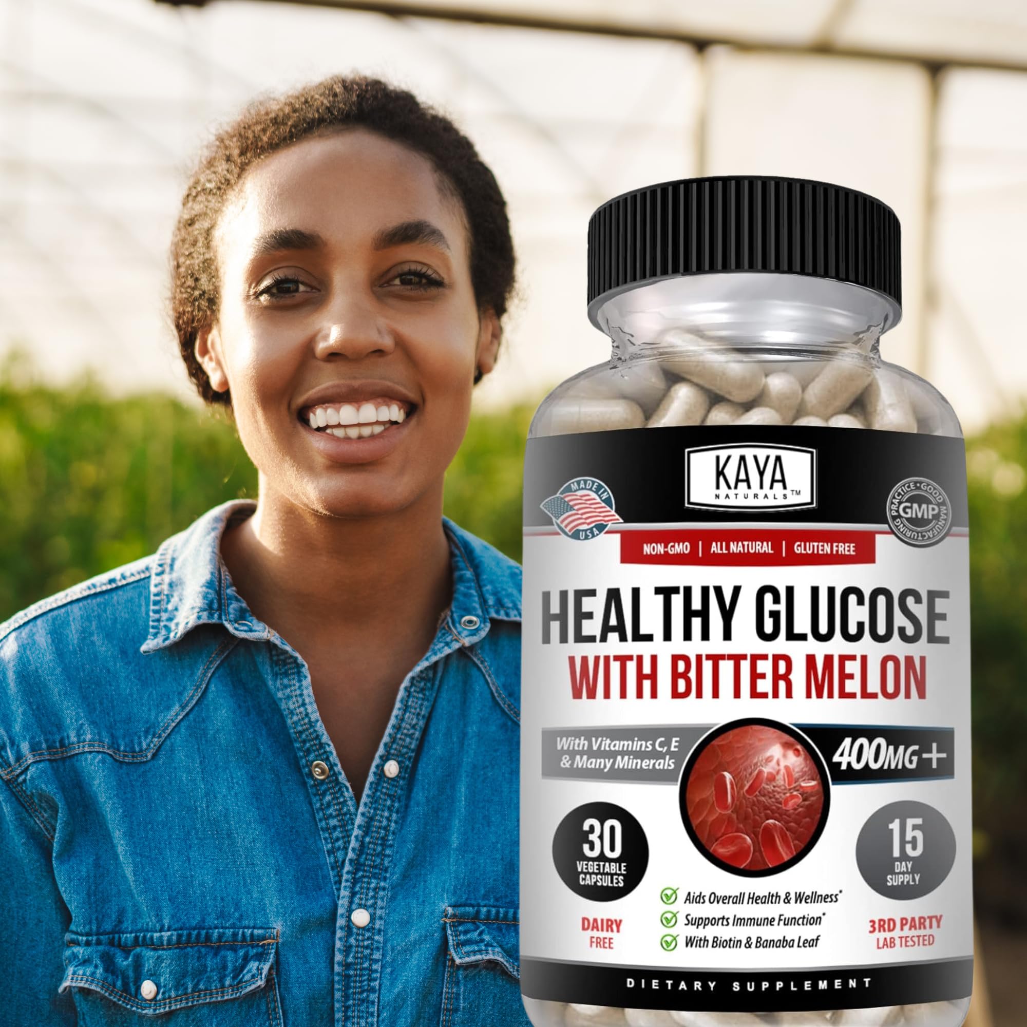 Kaya Naturals Healthy Gluco with Bittermelon Supplement | Support Healthy Levels and Function, 20 Herbs Vitamins and Minerals, Alpha Lipoic Acide, Cinnamon, Vitamin C & E, Non-GMO (30 Count) - TrustMedUSA