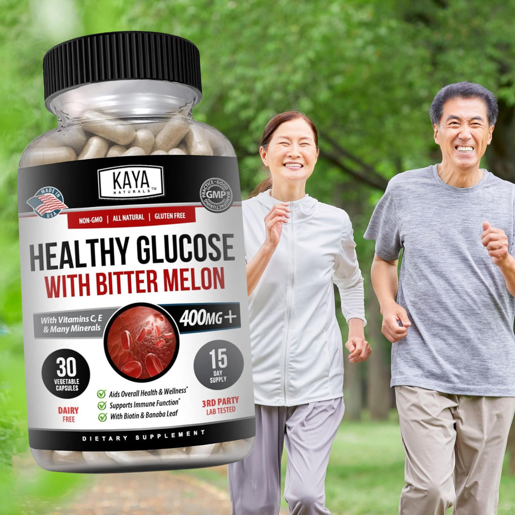 Kaya Naturals Healthy Gluco with Bittermelon Supplement | Support Healthy Levels and Function, 20 Herbs Vitamins and Minerals, Alpha Lipoic Acide, Cinnamon, Vitamin C & E, Non-GMO (30 Count) - TrustMedUSA