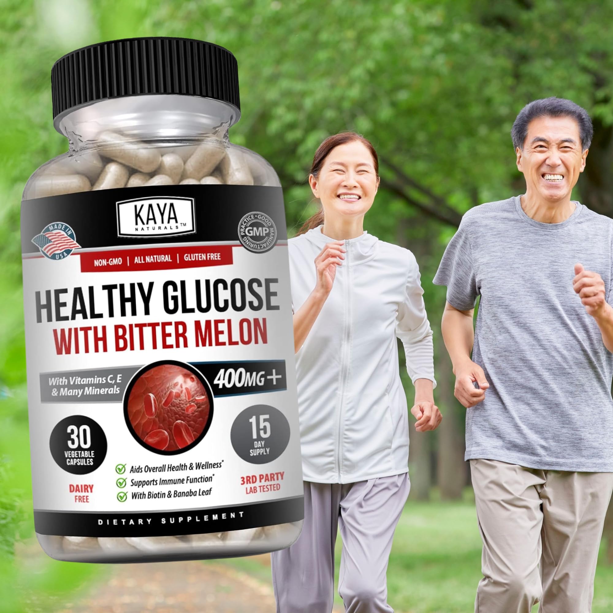 Kaya Naturals Healthy Gluco with Bittermelon Supplement | Support Healthy Levels and Function, 20 Herbs Vitamins and Minerals, Alpha Lipoic Acide, Cinnamon, Vitamin C & E, Non-GMO (30 Count) - TrustMedUSA
