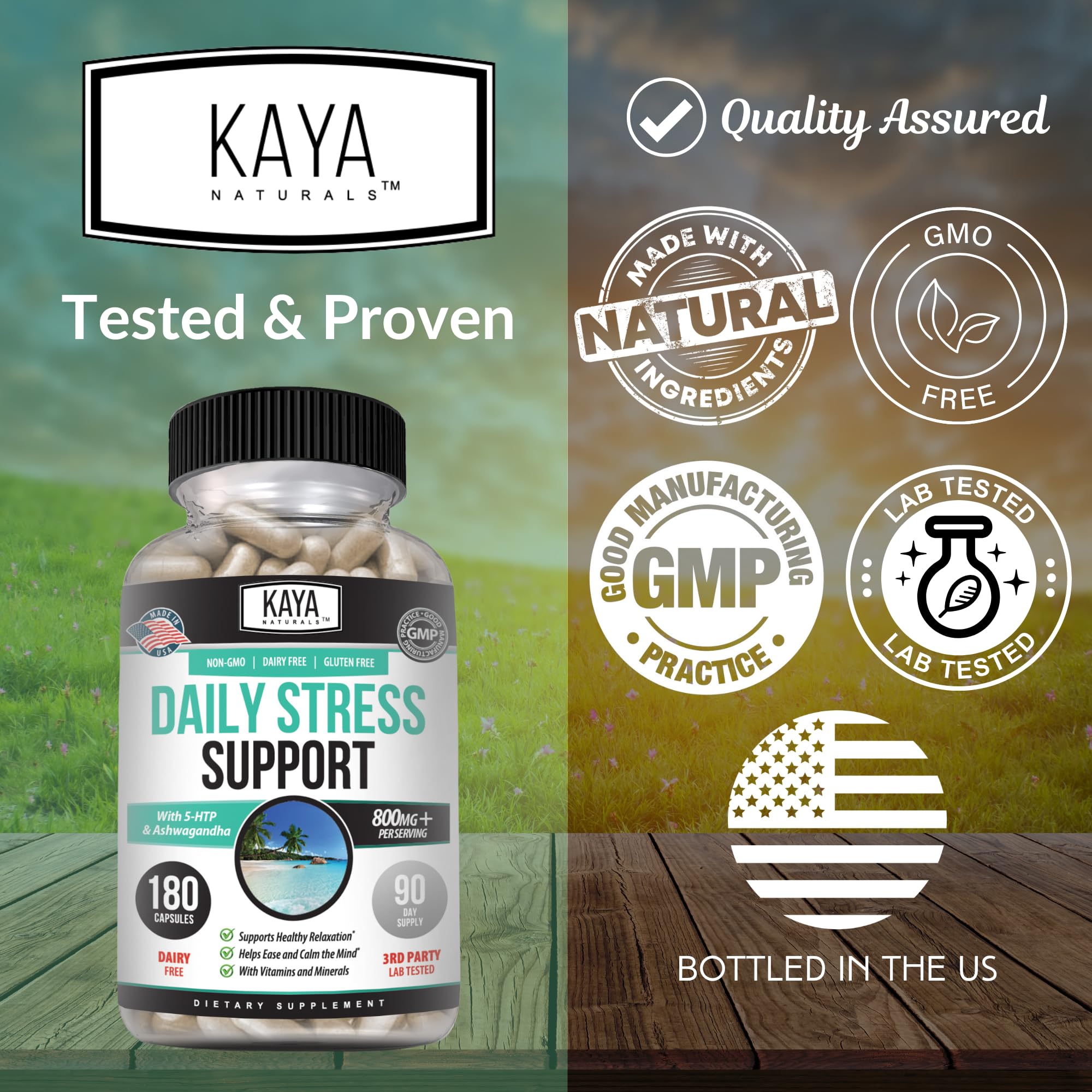 Kaya Naturals - Natural Herbal Support Vitamin Supplement are Designed to Help You find Balance and Relaxation in Your Daily Routine - Vitamin Supplement - 180 Capsules - TrustMedUSA