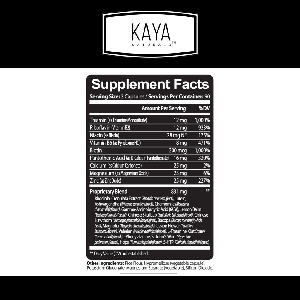 Kaya Naturals - Natural Herbal Support Vitamin Supplement are Designed to Help You find Balance and Relaxation in Your Daily Routine - Vitamin Supplement - 180 Capsules - TrustMedUSA