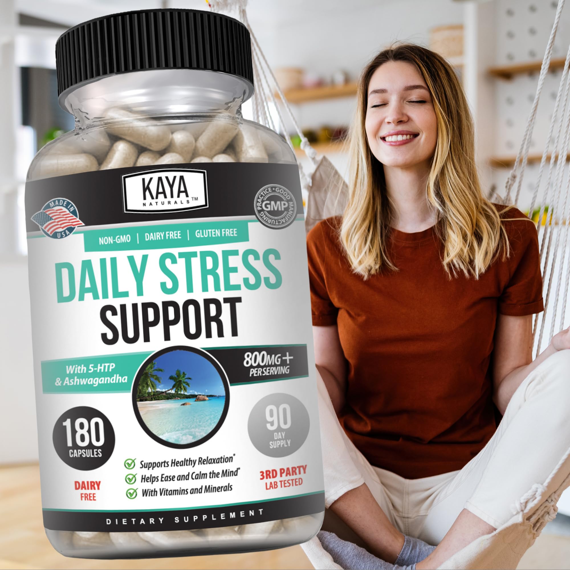 Kaya Naturals - Natural Herbal Support Vitamin Supplement are Designed to Help You find Balance and Relaxation in Your Daily Routine - Vitamin Supplement - 180 Capsules - TrustMedUSA