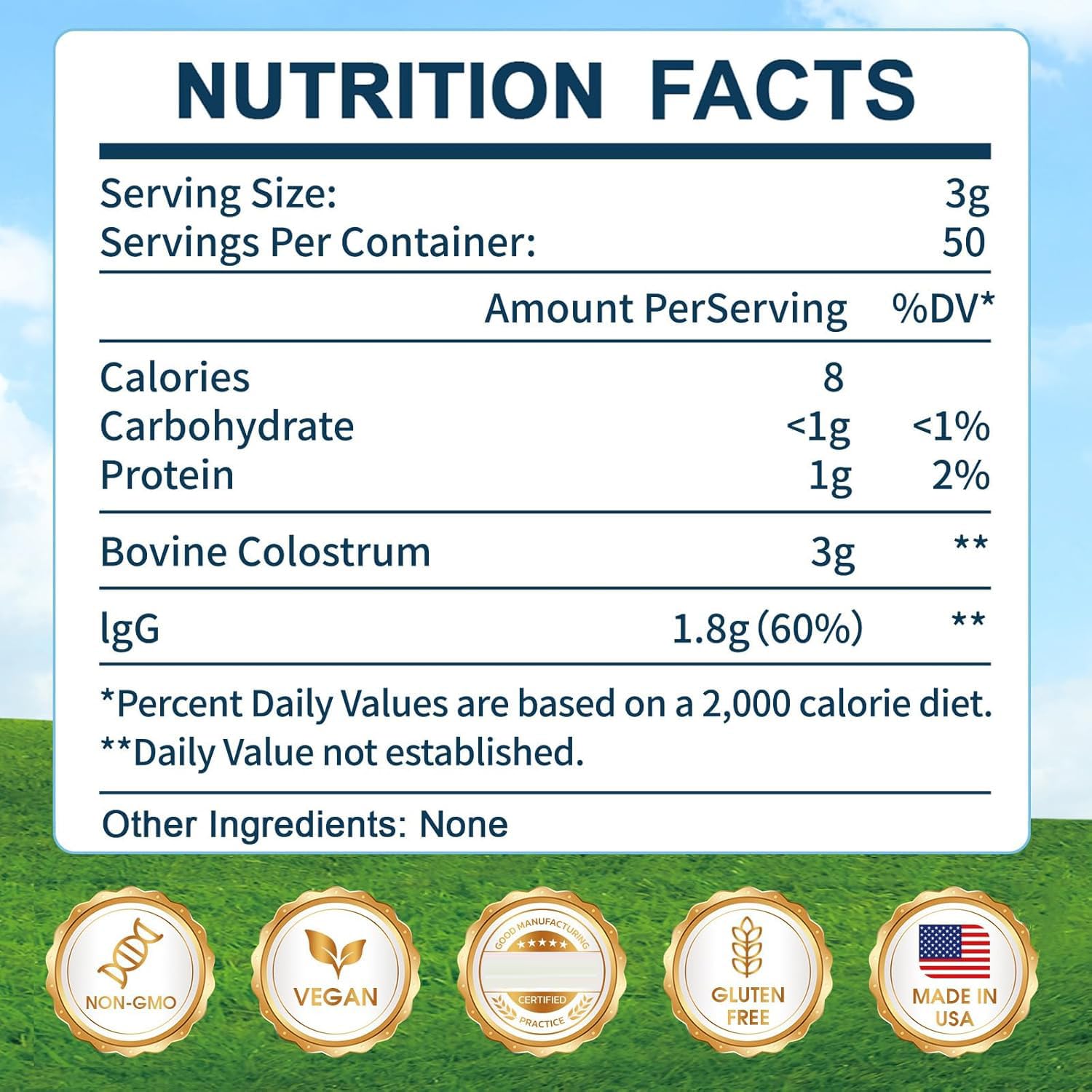 KEDISOM Grass-Fed Bovine Colostrum Supplement Powder - 60% High IgG 3000 mg for Gut Health, Immune Support - Easy to Mix Natural Liposomal Colostrum Superfood, Unflavored, 50 Servings - TrustMedUSA