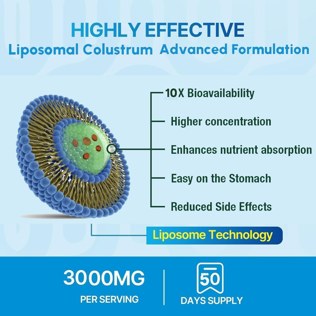 KEDISOM Grass-Fed Bovine Colostrum Supplement Powder - 60% High IgG 3000 mg for Gut Health, Immune Support - Easy to Mix Natural Liposomal Colostrum Superfood, Unflavored, 50 Servings - TrustMedUSA