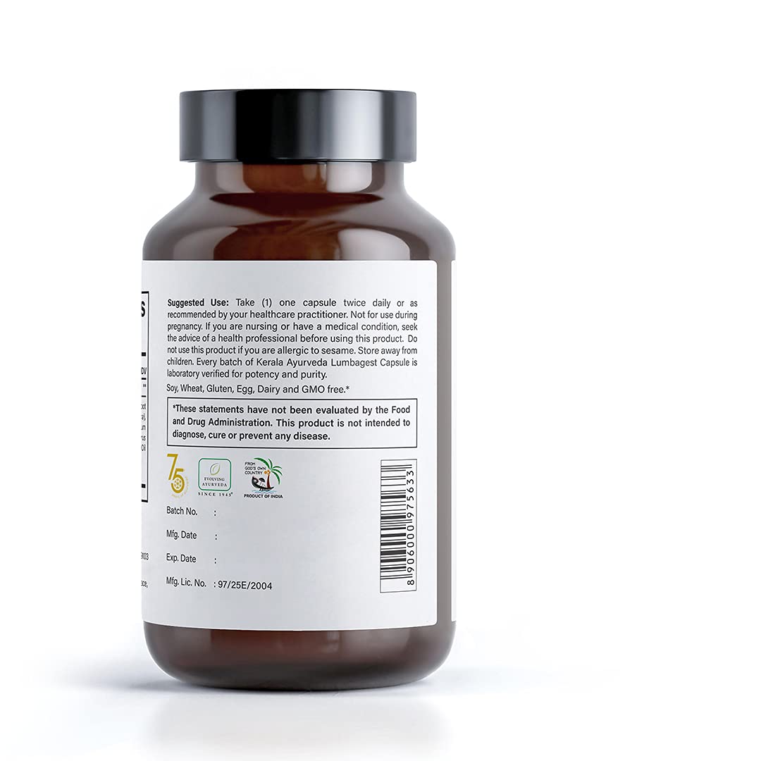 Kerala Ayurveda Back Support Herbal Capsules - Eases Occasional Discomfort of Lower Back & Supports Normal Movement of Spine, 90 Count - TrustMedUSA