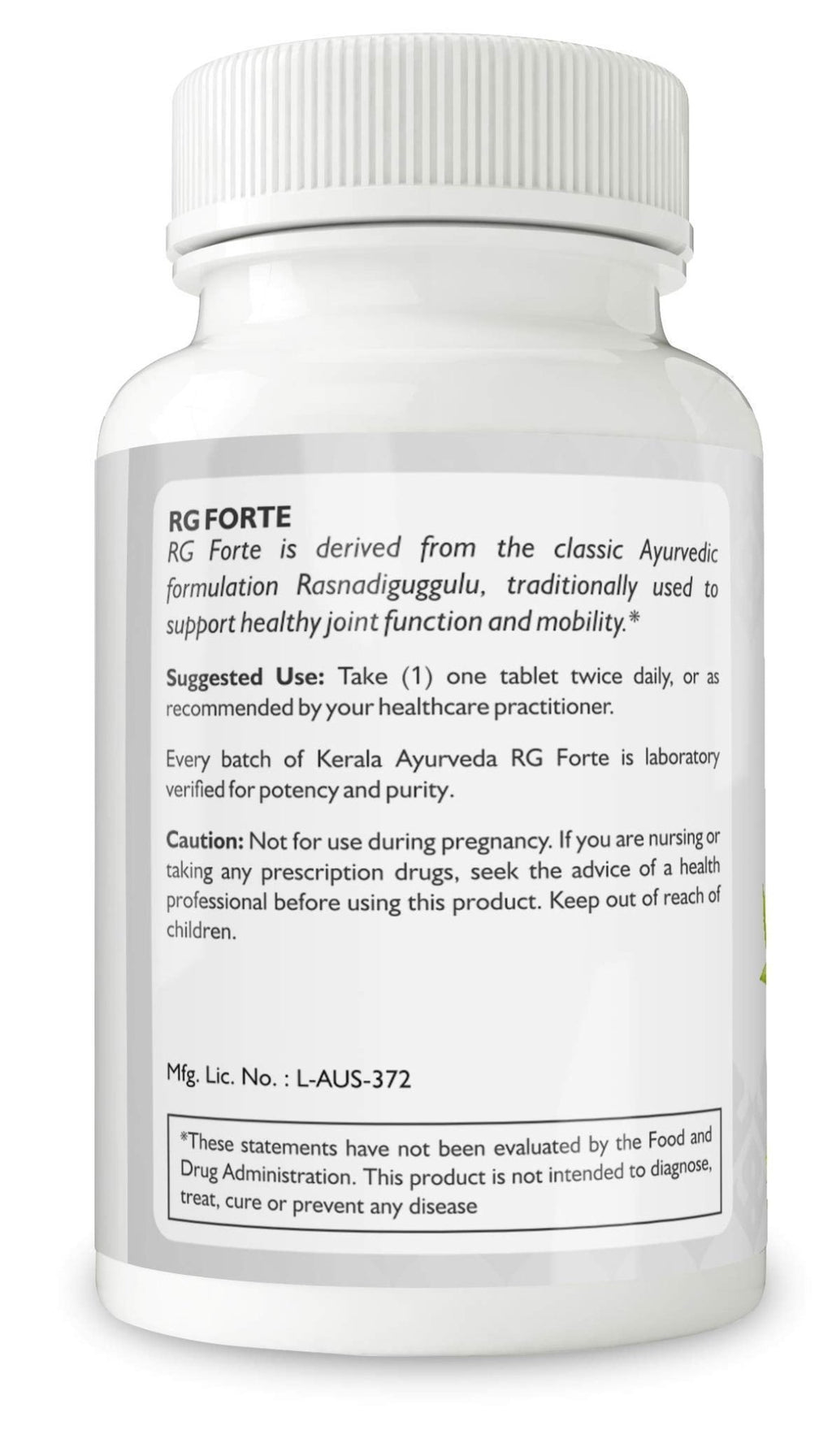 Kerala Ayurveda RG Forte Tablet - Herbal Tablet for Supporting Healthy Joint Function and Balancing Vata & Kapha, 60 Count - TrustMedUSA