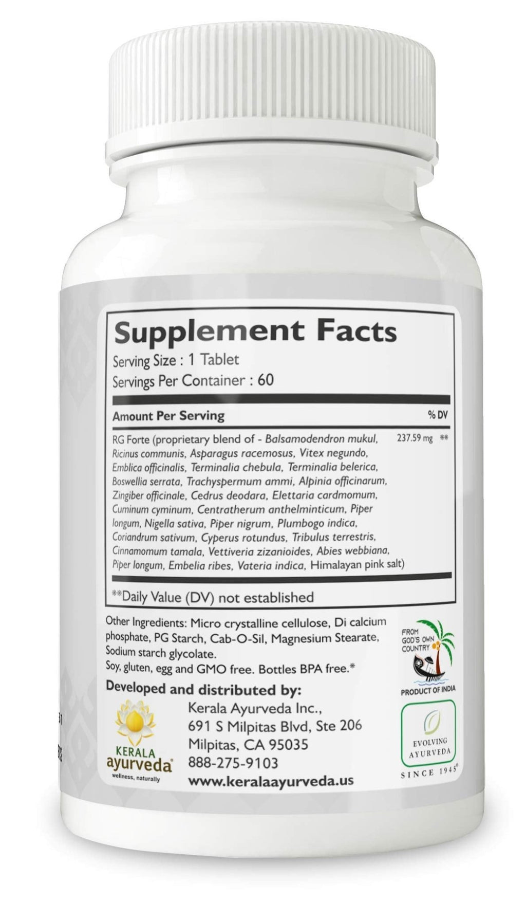 Kerala Ayurveda RG Forte Tablet - Herbal Tablet for Supporting Healthy Joint Function and Balancing Vata & Kapha, 60 Count - TrustMedUSA