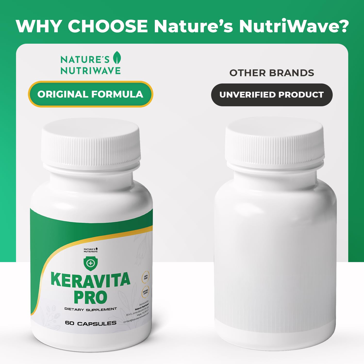 Keravita Pro - Natural Supplement with Vitamins C, Vitamin E, Green Tea, Turmeric & Mushroom for Hair & Nail | Non-GMO, Stimulant-Free | Made in the USA, GMP-Certified | 60 Capsules - 1 Month Supply - TrustMedUSA