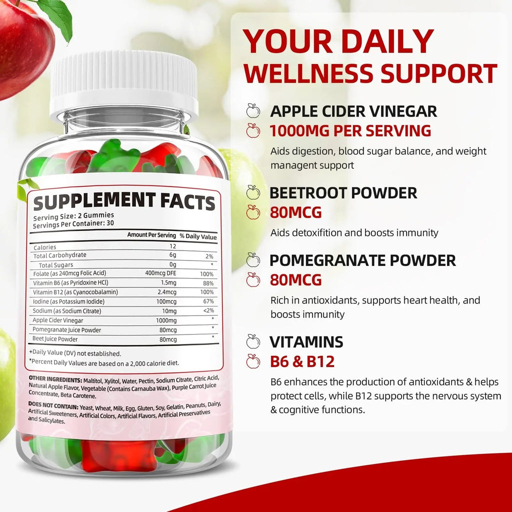 Keto ACV Gummies Advanced Weight Loss, 1000MG Apple Cider Vinegar Gummies Supple - TrustMedUSA