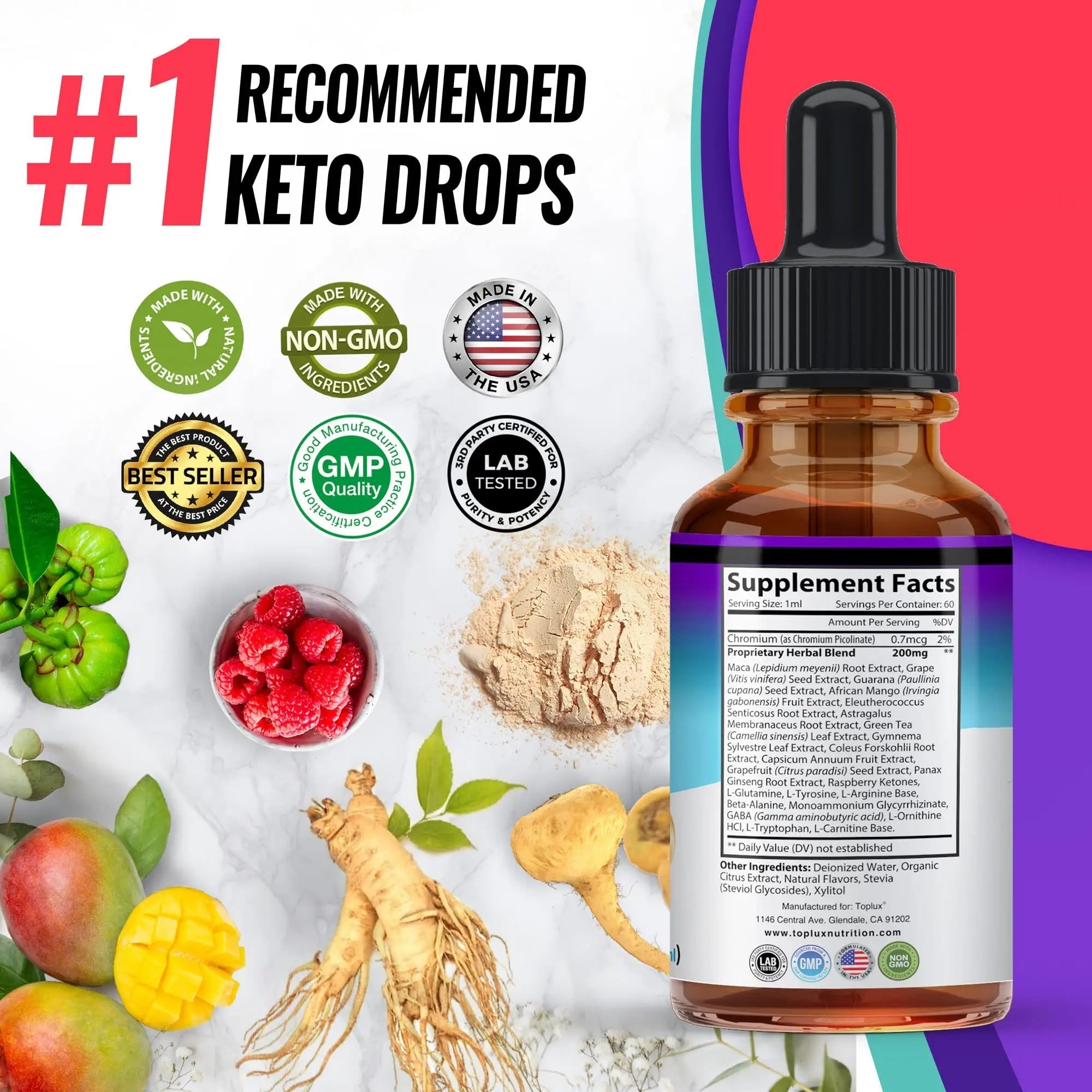 Keto Diet Drops Weight Loss Ketogenic Supplement - Premium Fat Burner Formula - TrustMedUSA