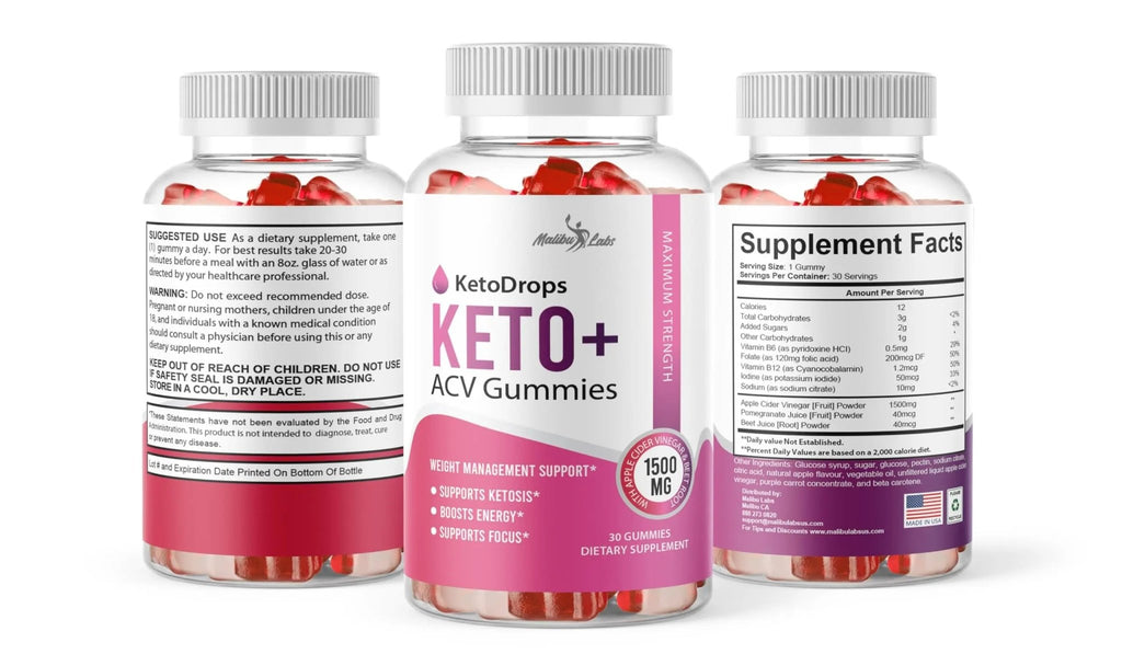 Keto Drops ACV Gummies Weight Loss - 1500mg Once a Day, Strong Time Released - TrustMedUSA