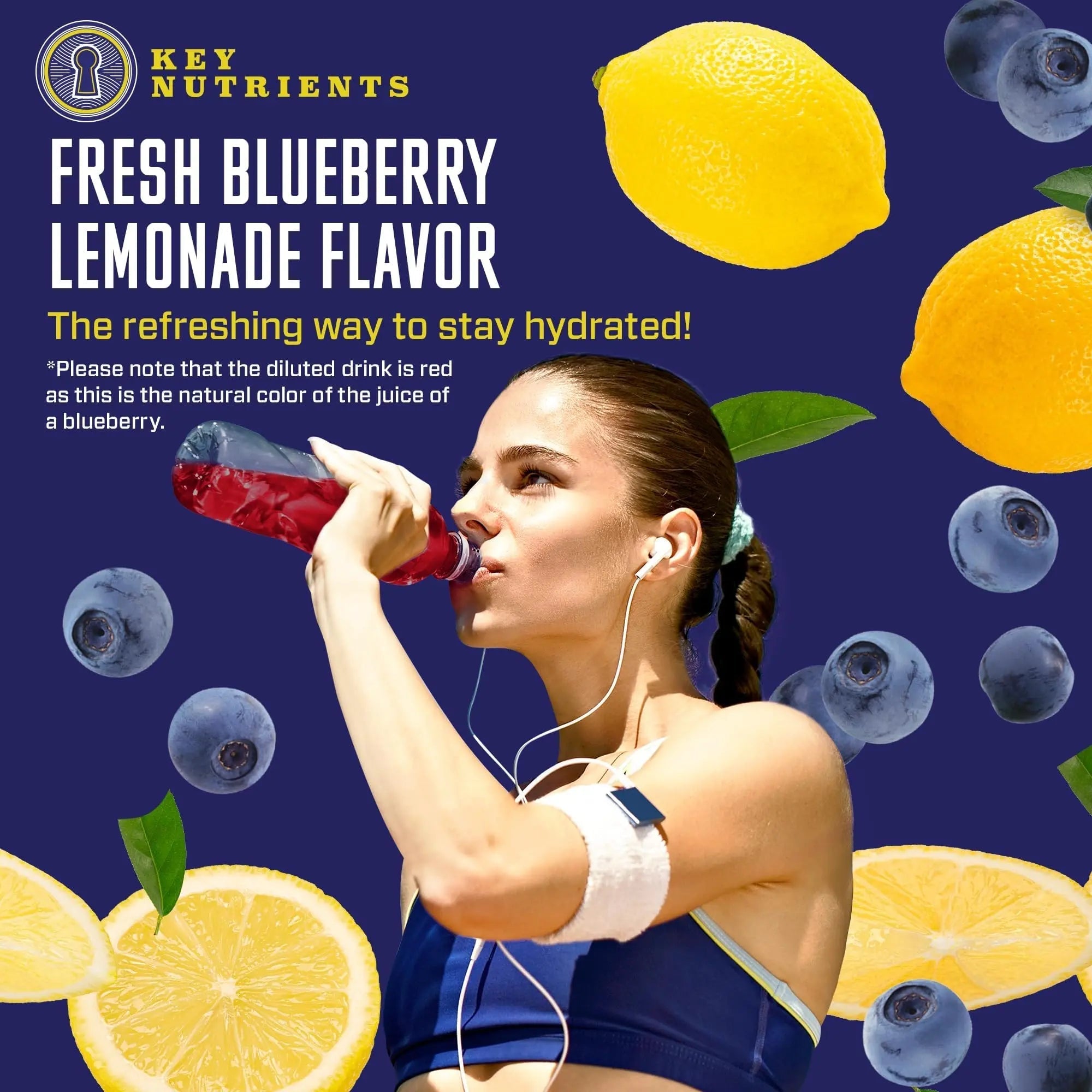 KEY NUTRIENTS Multivitamin Electrolytes Powder No Sugar - Fresh Blueberry Lemonade - TrustMedUSA