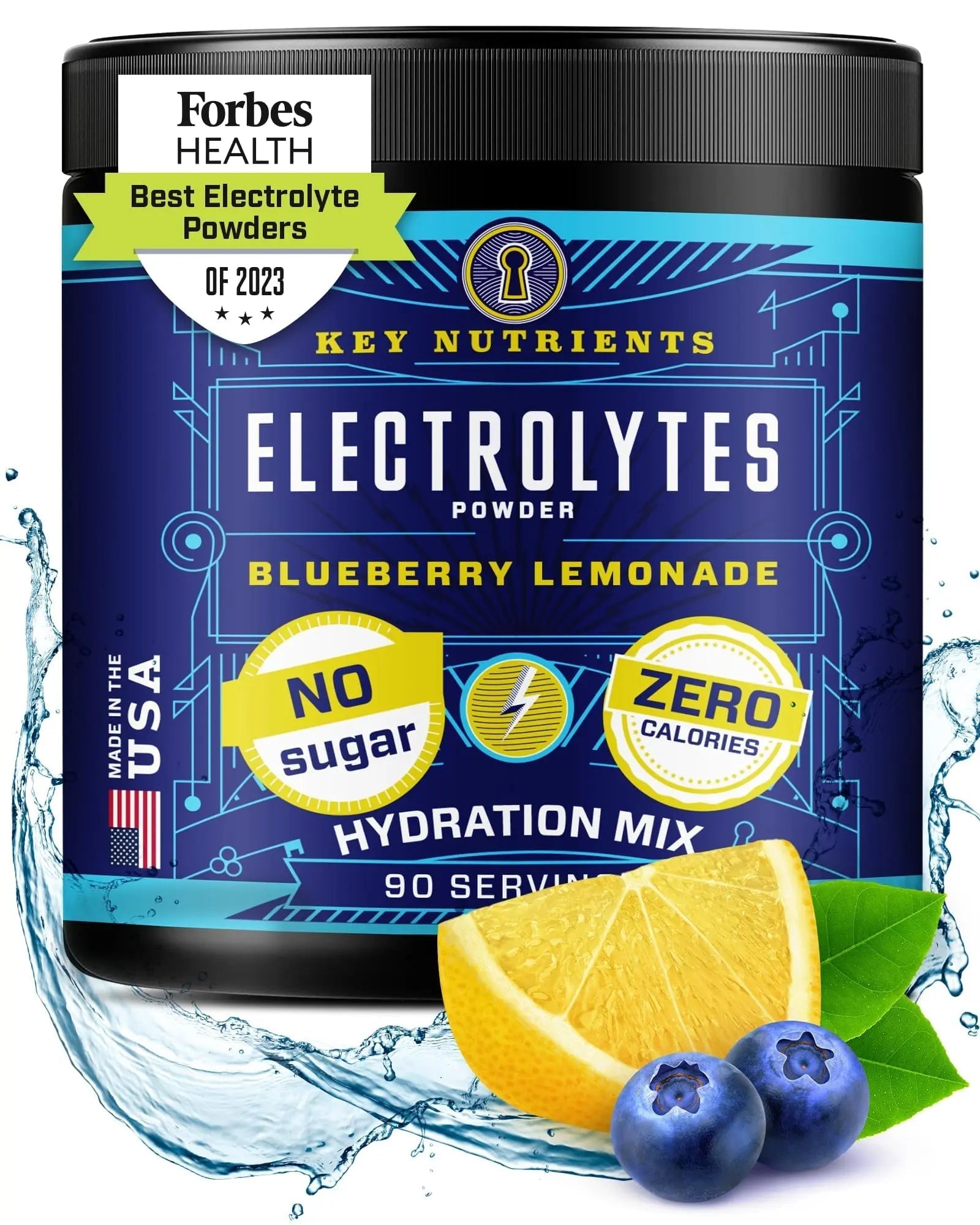 KEY NUTRIENTS Multivitamin Electrolytes Powder No Sugar - Fresh Blueberry Lemonade - TrustMedUSA
