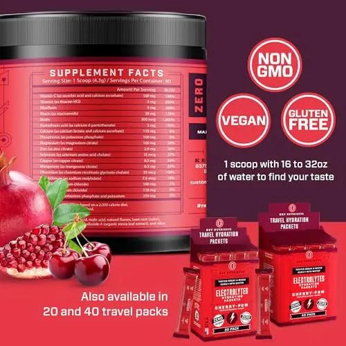 KEY NUTRIENTS Multivitamin Electrolytes Powder No Sugar - Sweet Cherry Pom Electroly - TrustMedUSA