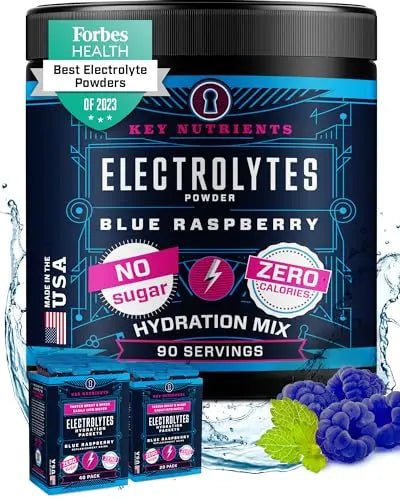 KEY NUTRIENTS Multivitamin Electrolytes Powder No Sugar - Tempting Blue Raspberry - TrustMedUSA