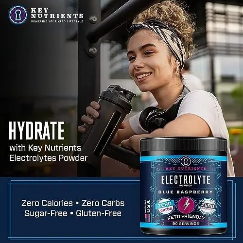 KEY NUTRIENTS Multivitamin Electrolytes Powder No Sugar - Tempting Blue Raspberry - TrustMedUSA