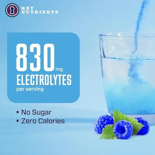 KEY NUTRIENTS Multivitamin Electrolytes Powder No Sugar - Tempting Blue Raspberry - TrustMedUSA